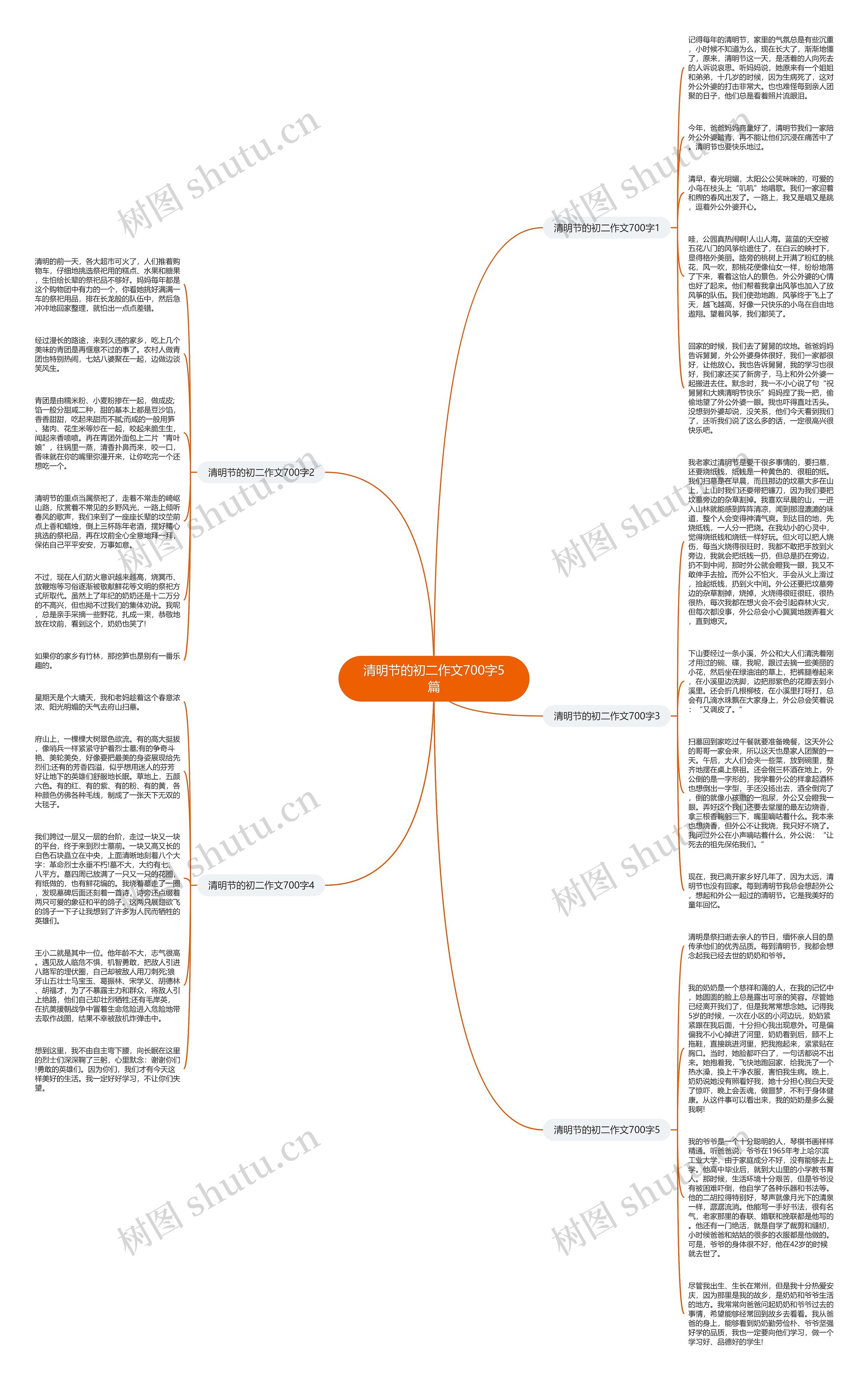 清明节的初二作文700字5篇思维导图