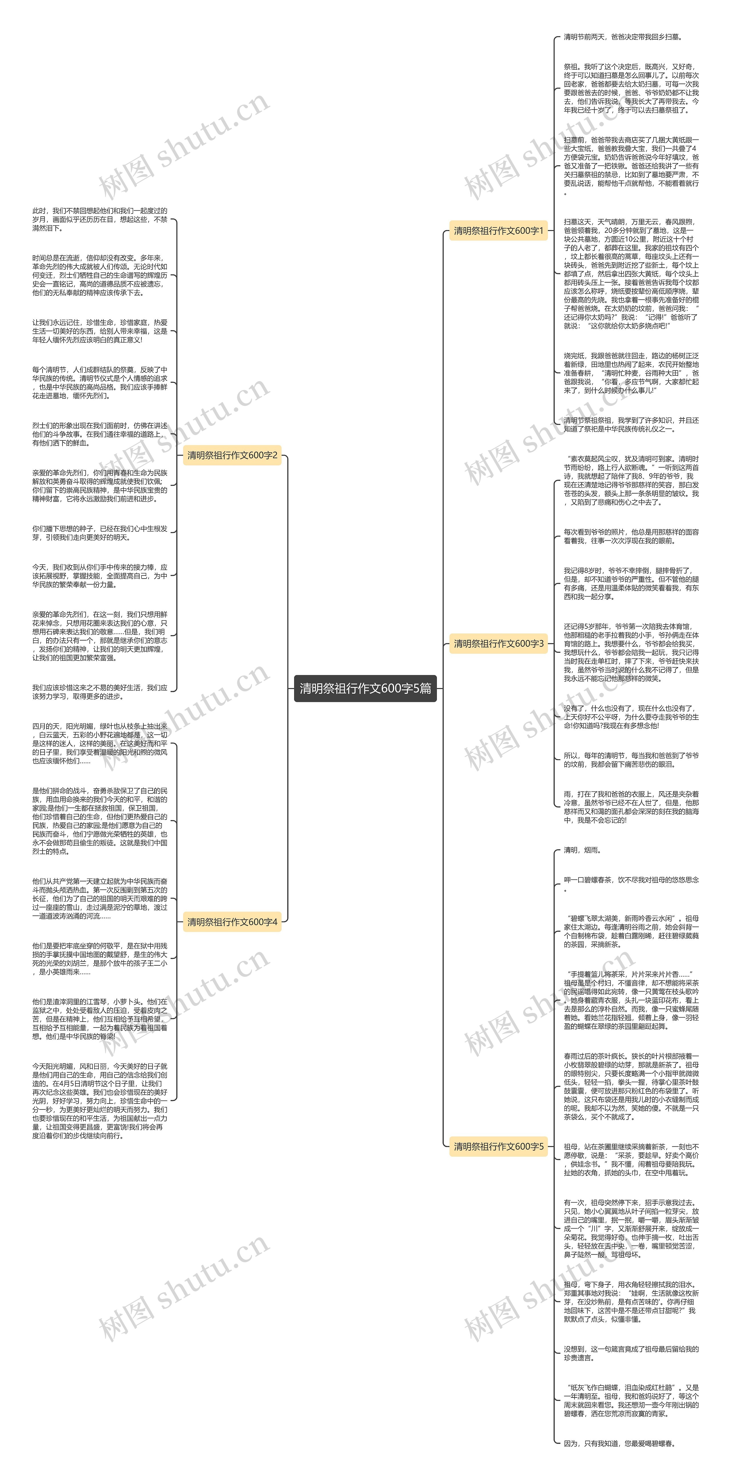 清明祭祖行作文600字5篇思维导图