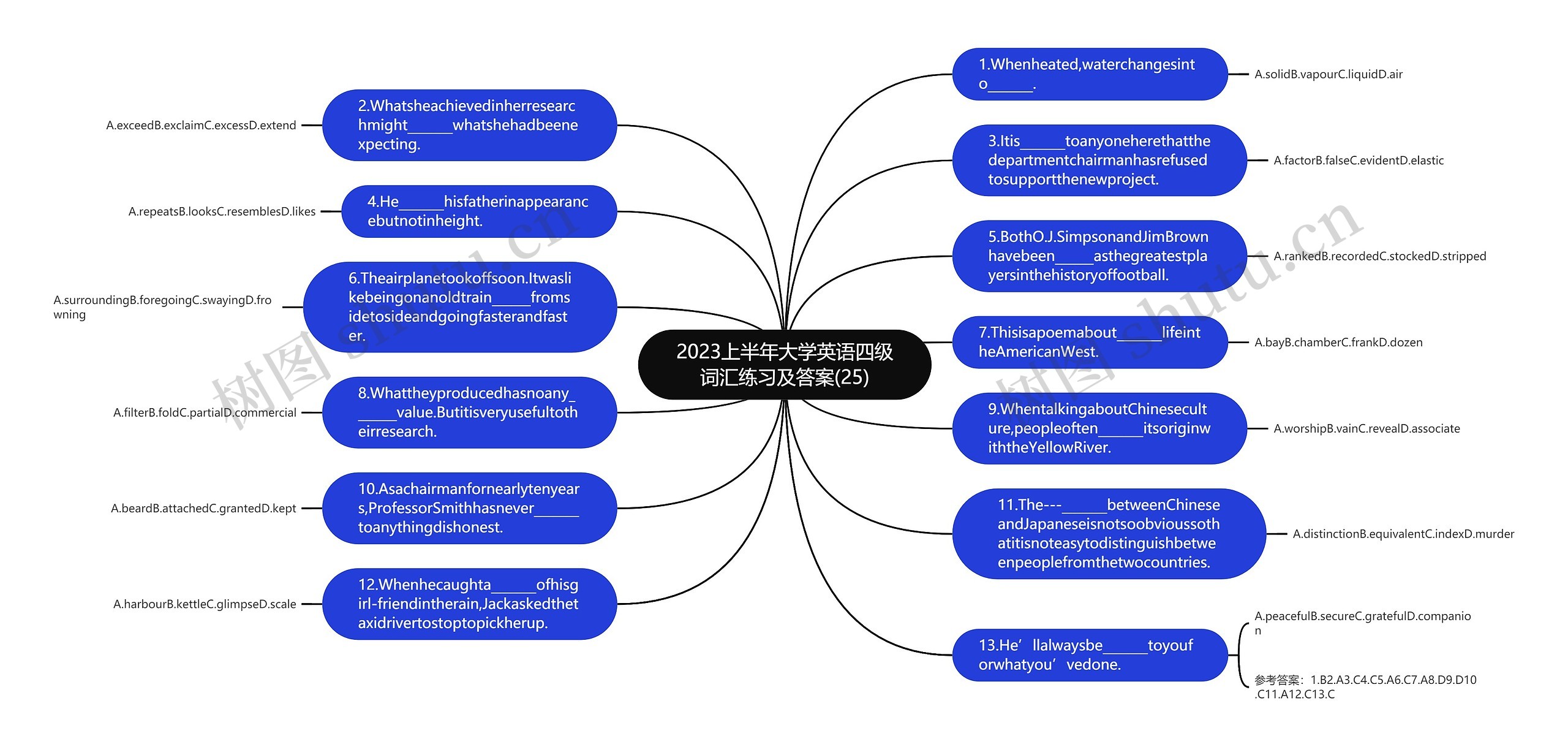 2023上半年大学英语四级词汇练习及答案(25)思维导图