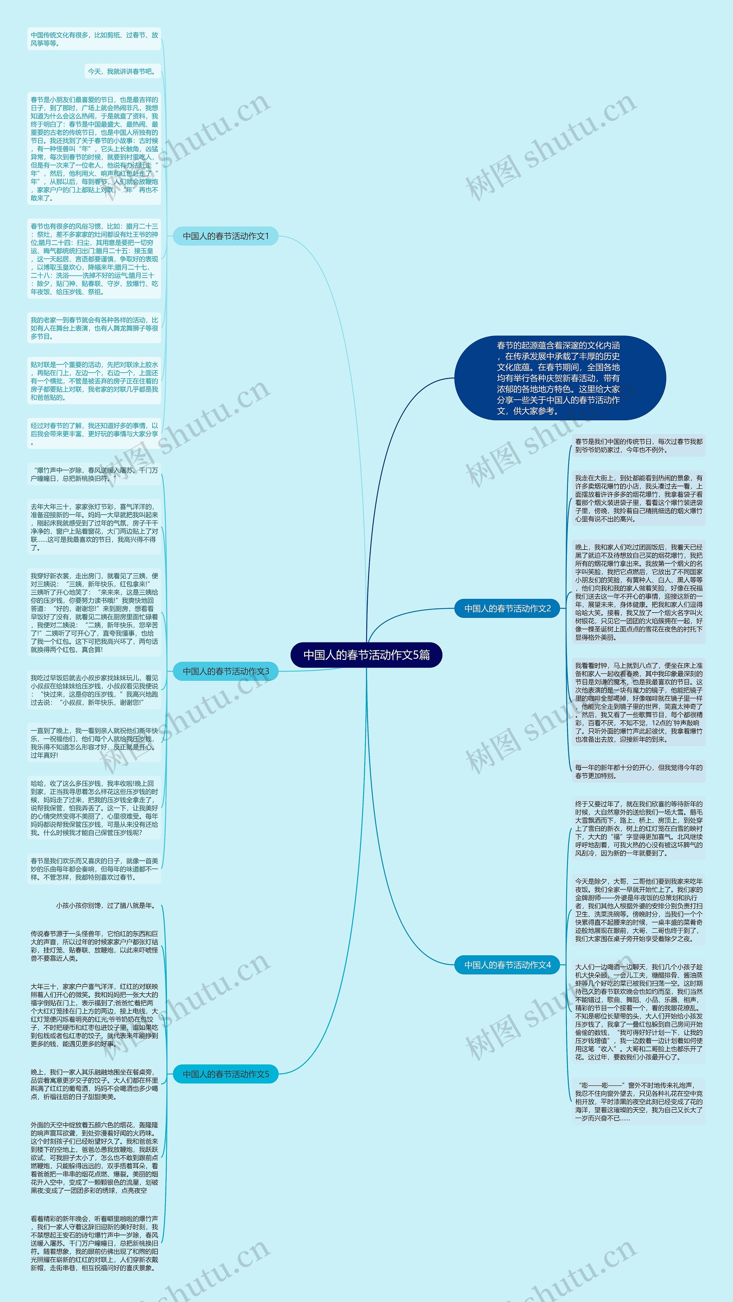 中国人的春节活动作文5篇思维导图