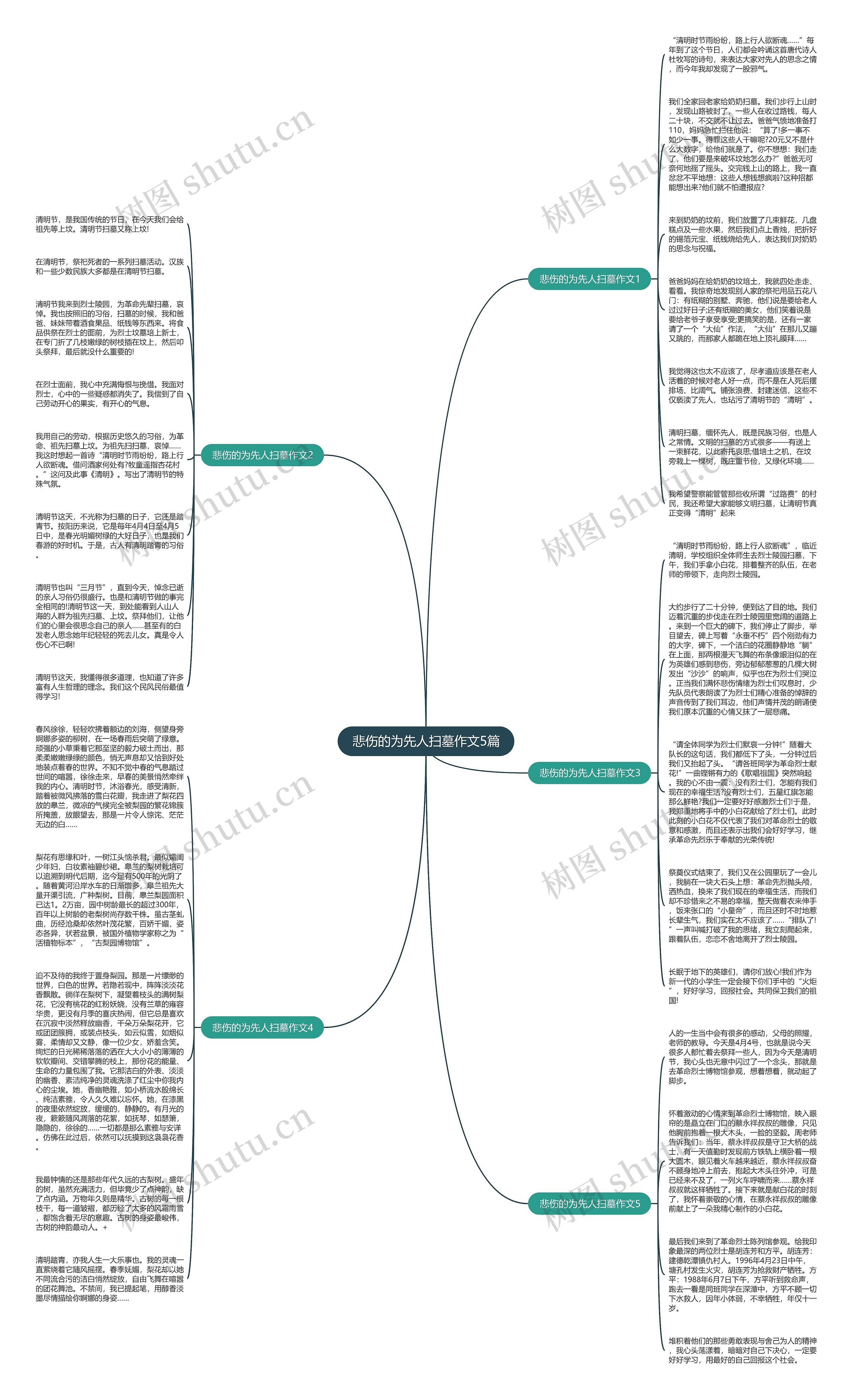 悲伤的为先人扫墓作文5篇思维导图