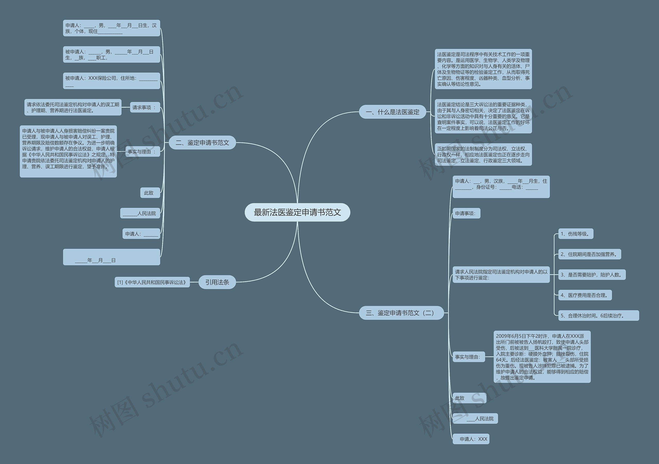 最新法医鉴定申请书范文思维导图