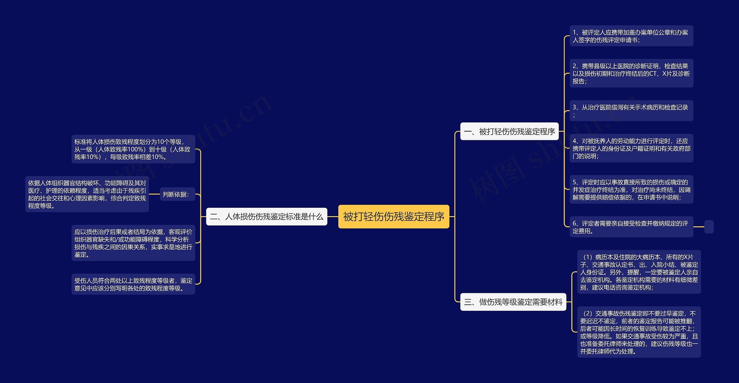 被打轻伤伤残鉴定程序思维导图