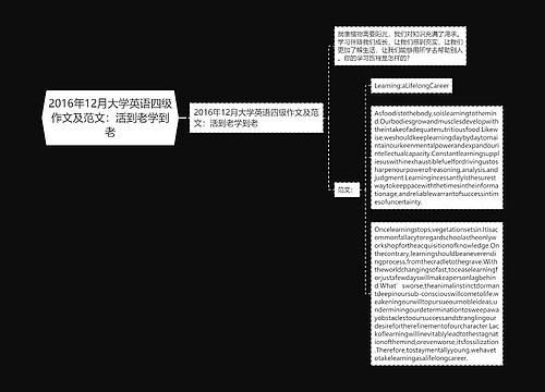 2016年12月大学英语四级作文及范文：活到老学到老