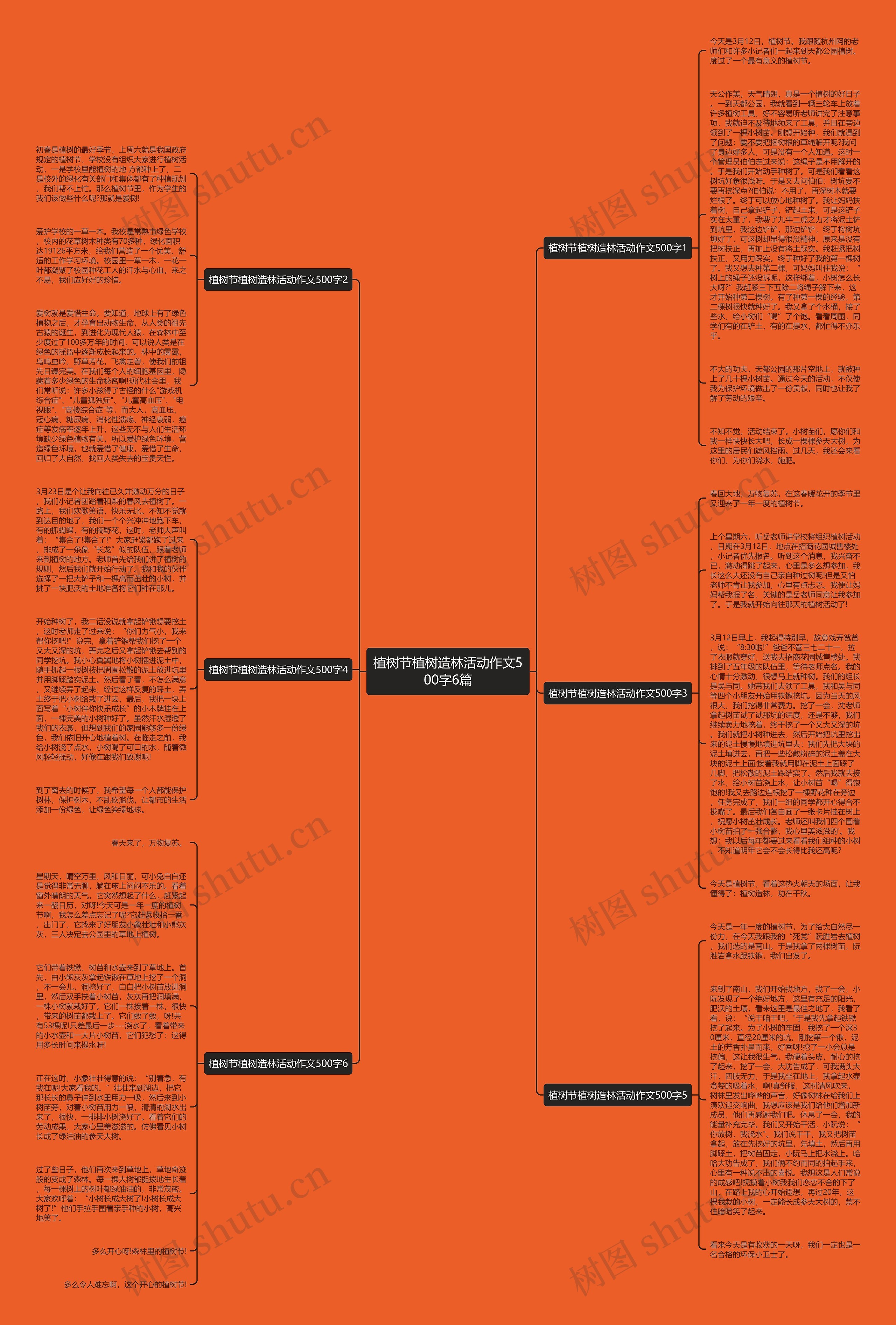 植树节植树造林活动作文500字6篇思维导图
