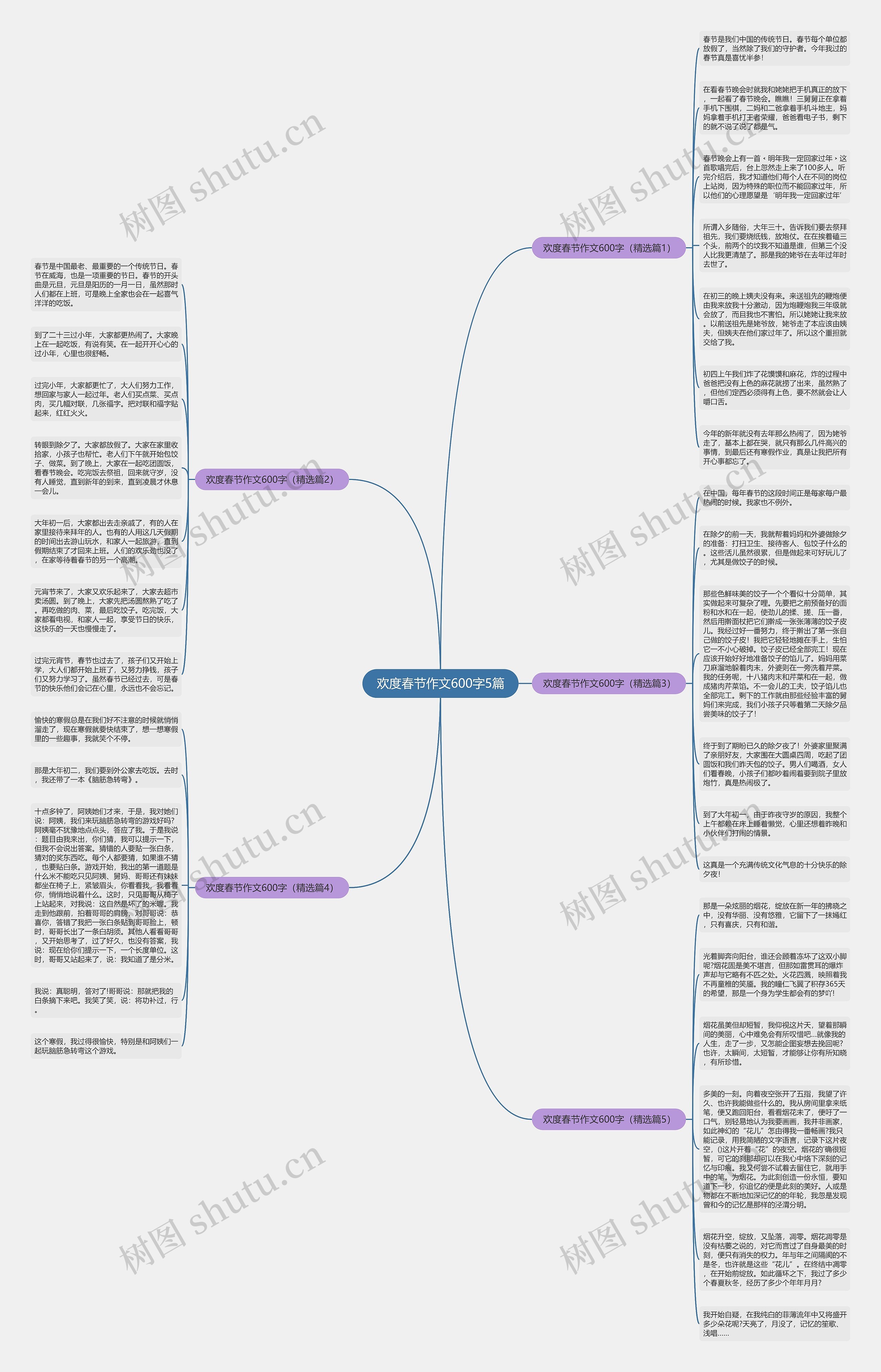 欢度春节作文600字5篇思维导图高清图 欢度春节作文600字5篇思维导图