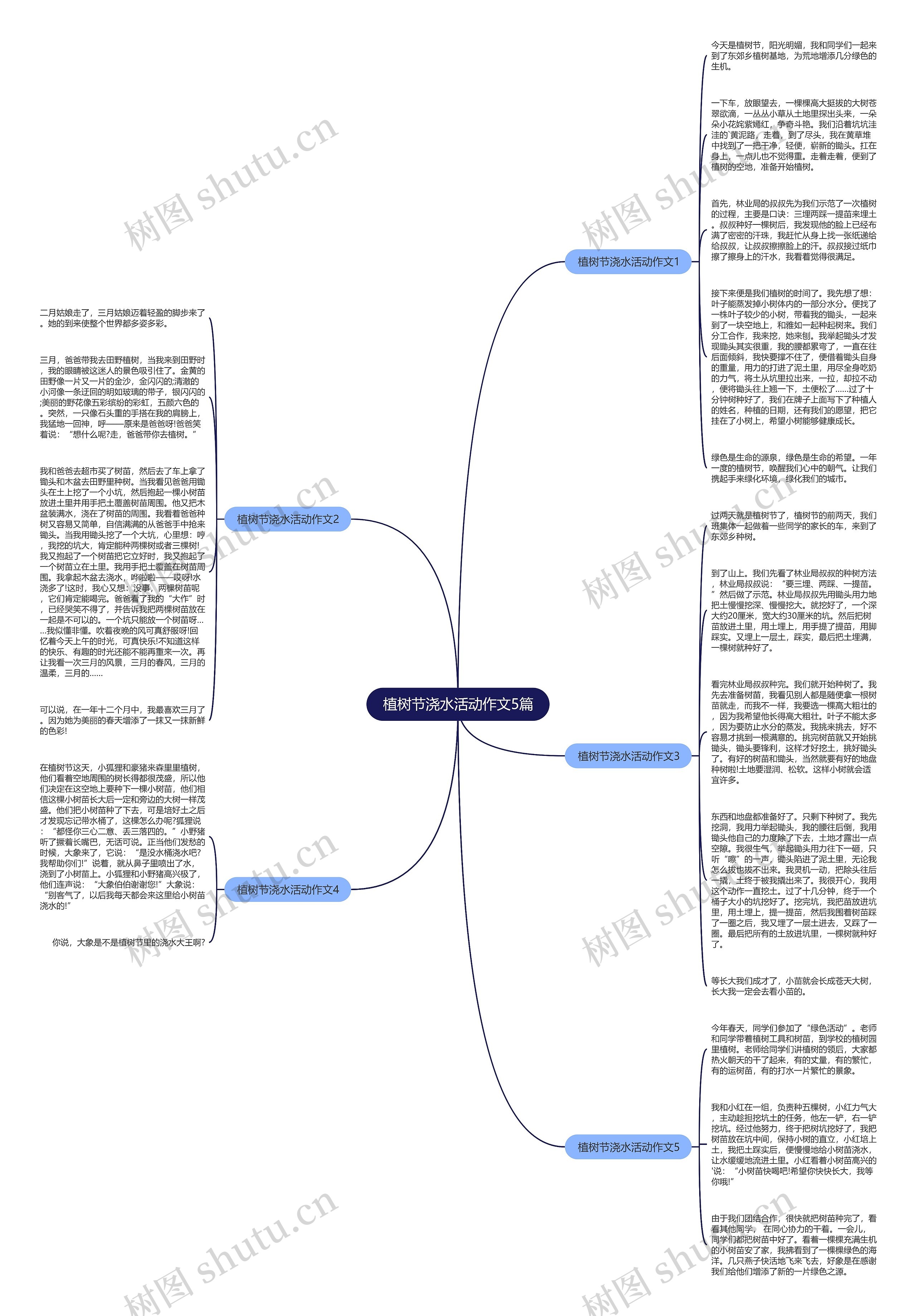 植树节浇水活动作文5篇思维导图