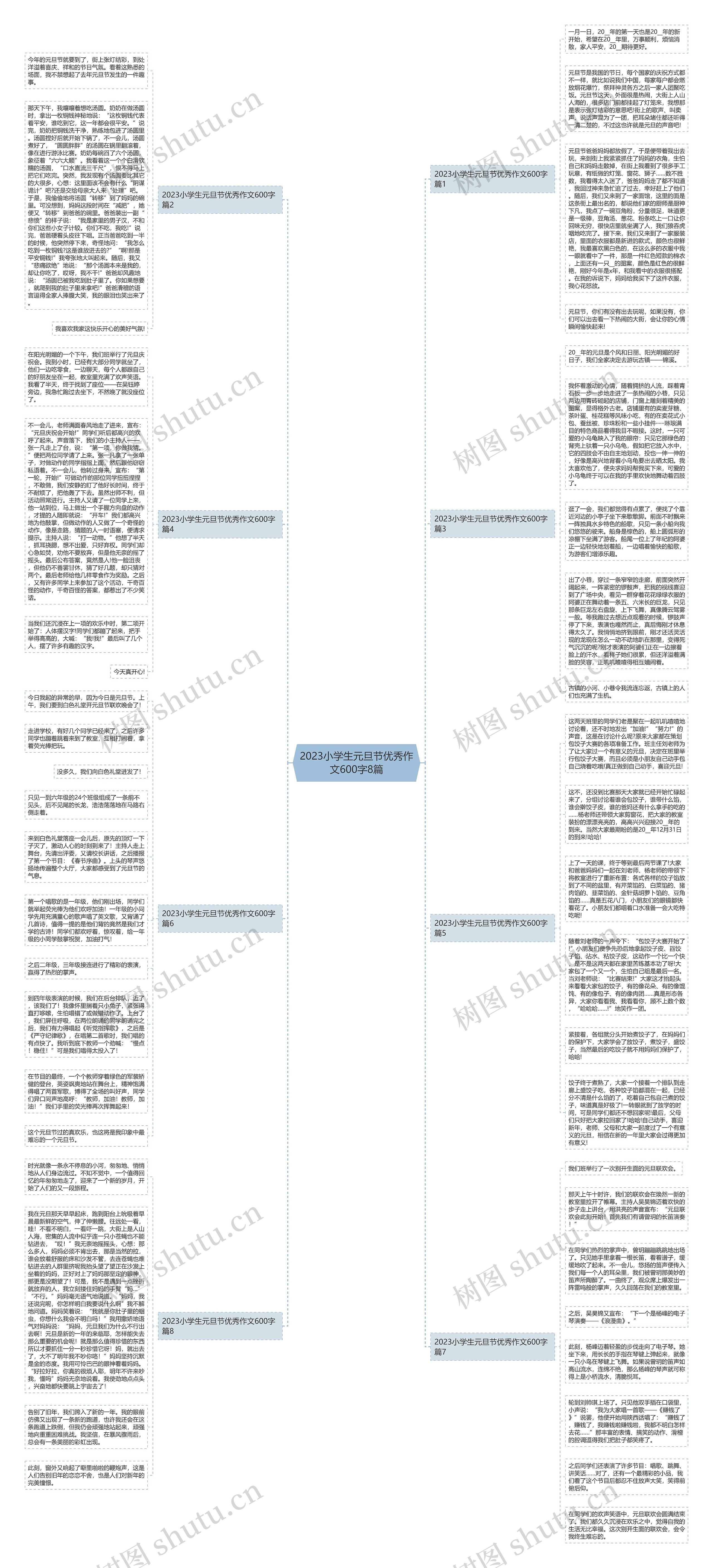 2023小学生元旦节优秀作文600字8篇思维导图