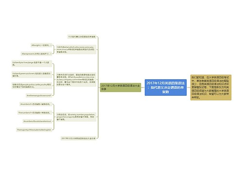 2017年12月英语四级语法：指代意义决定谓语的单复数