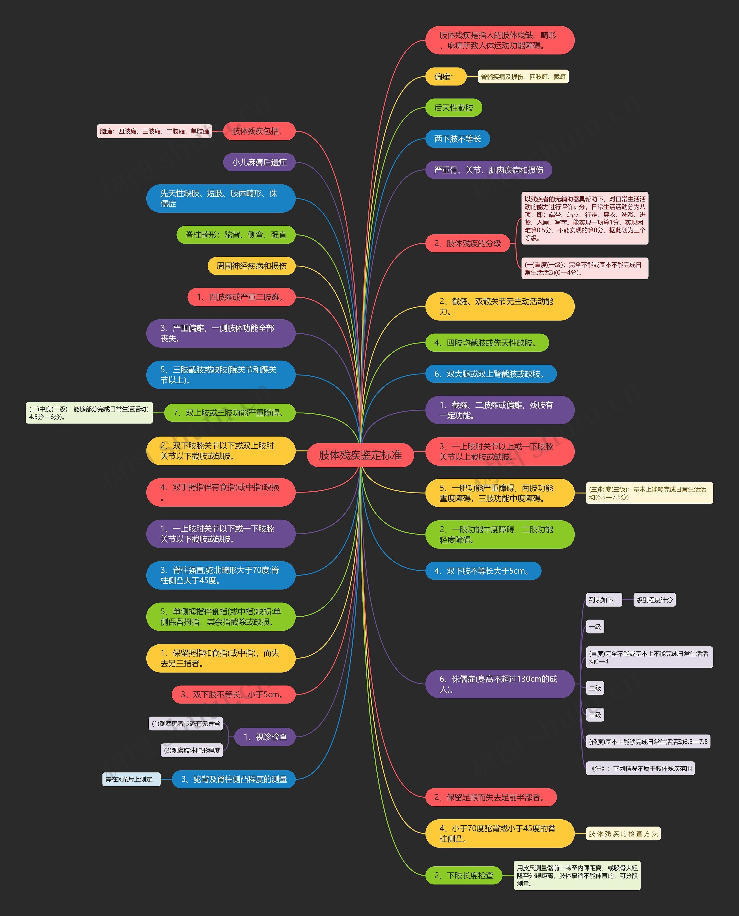 肢体残疾鉴定标准思维导图