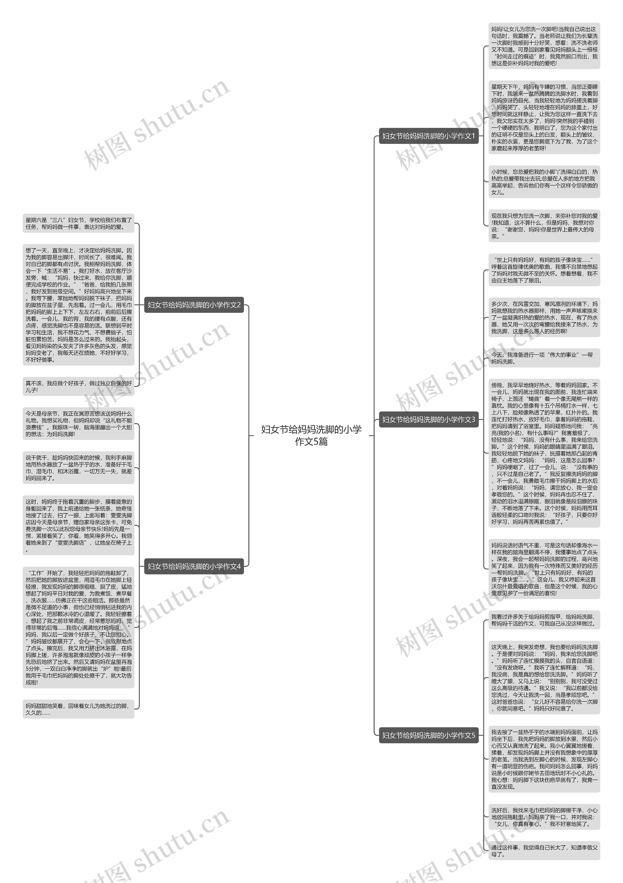 妇女节给妈妈洗脚的小学作文5篇思维导图