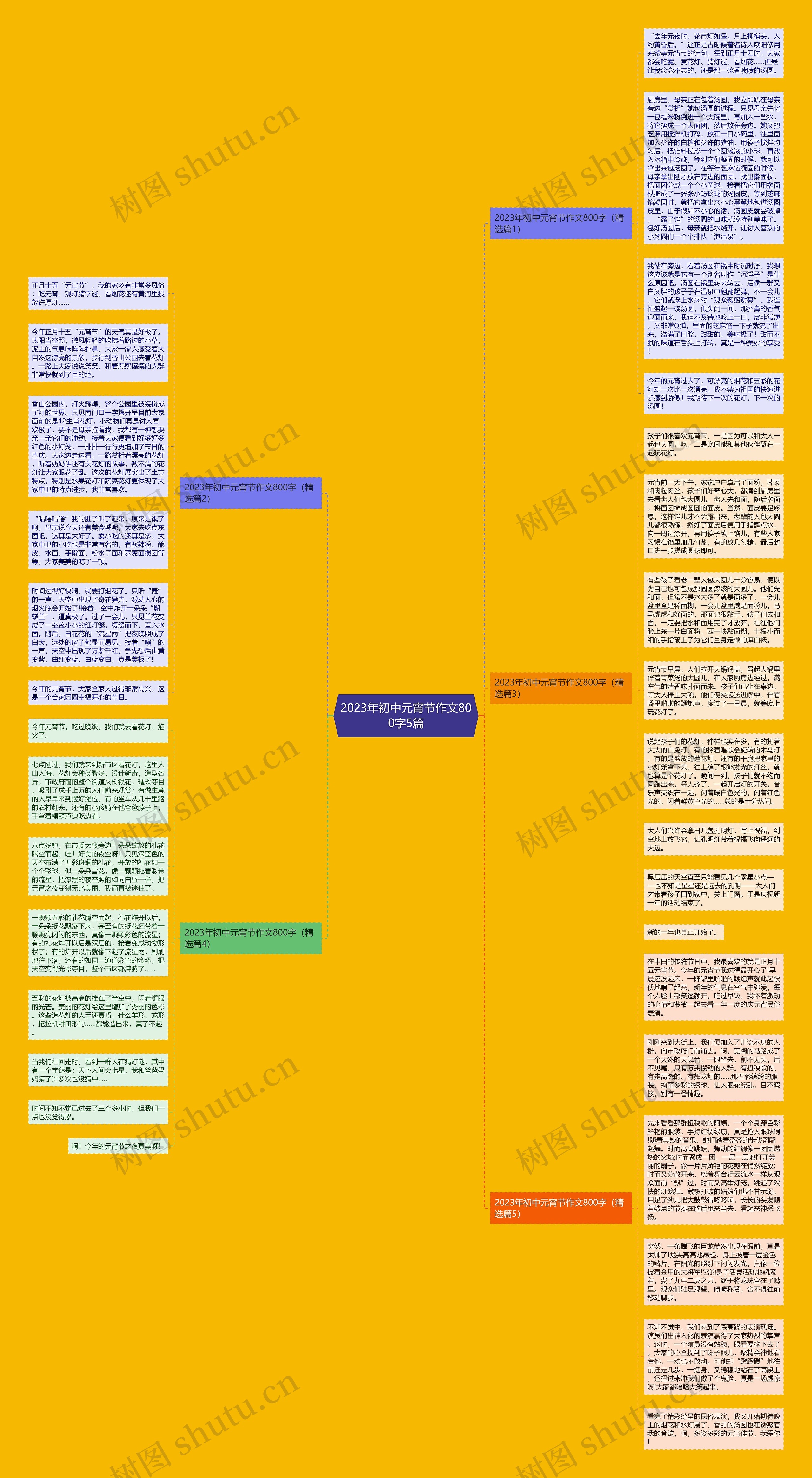2023年初中元宵节作文800字5篇思维导图