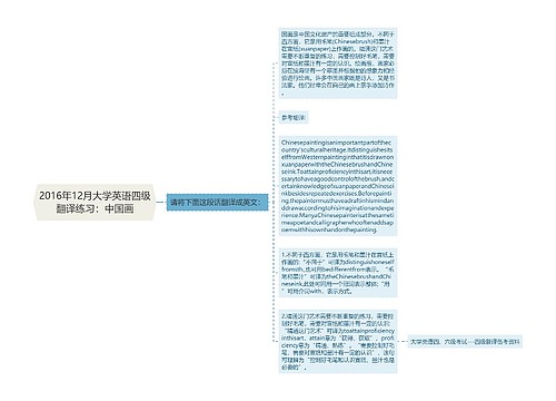 2016年12月大学英语四级翻译练习：中国画