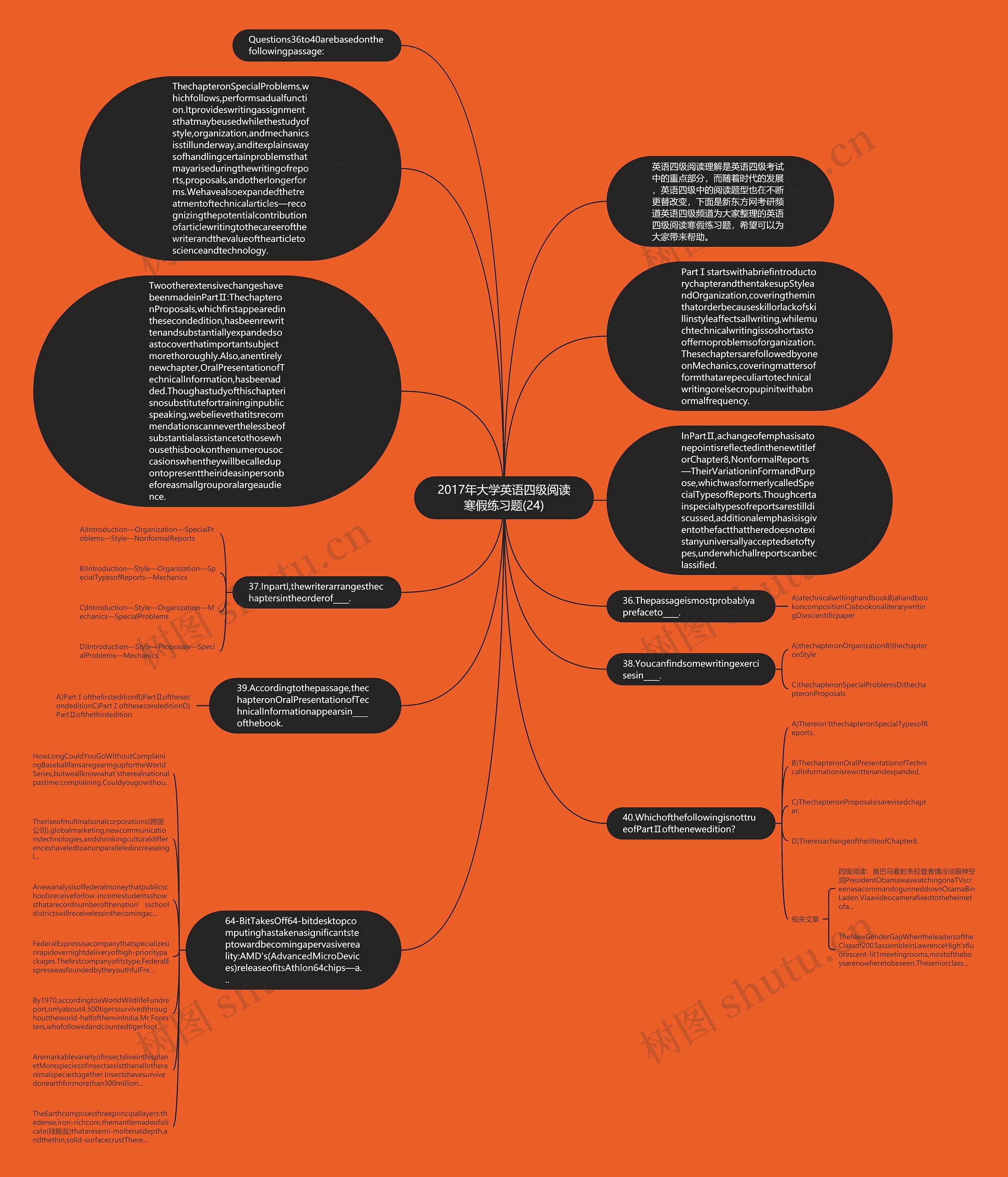 2017年大学英语四级阅读寒假练习题(24)思维导图