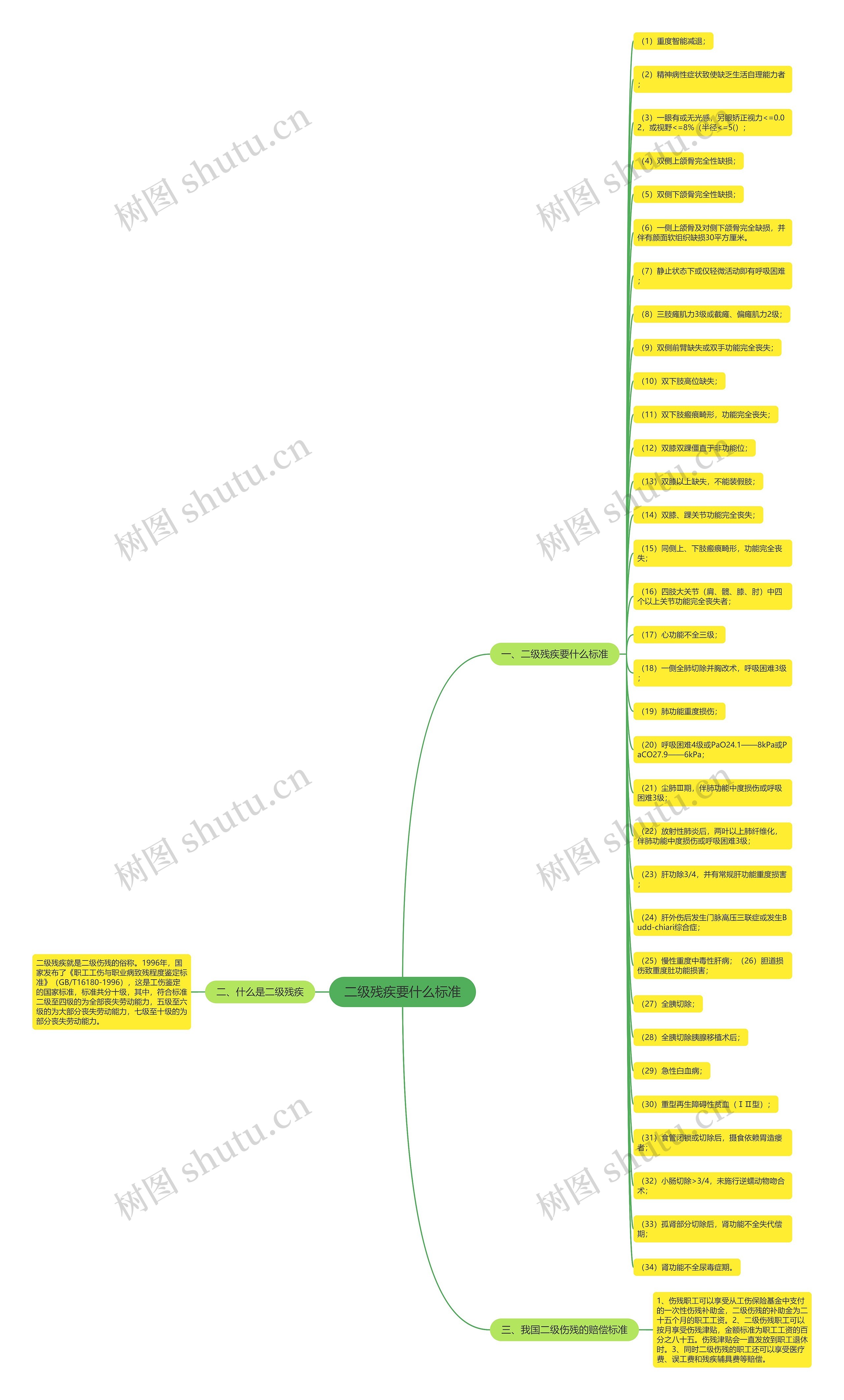 二级残疾要什么标准思维导图