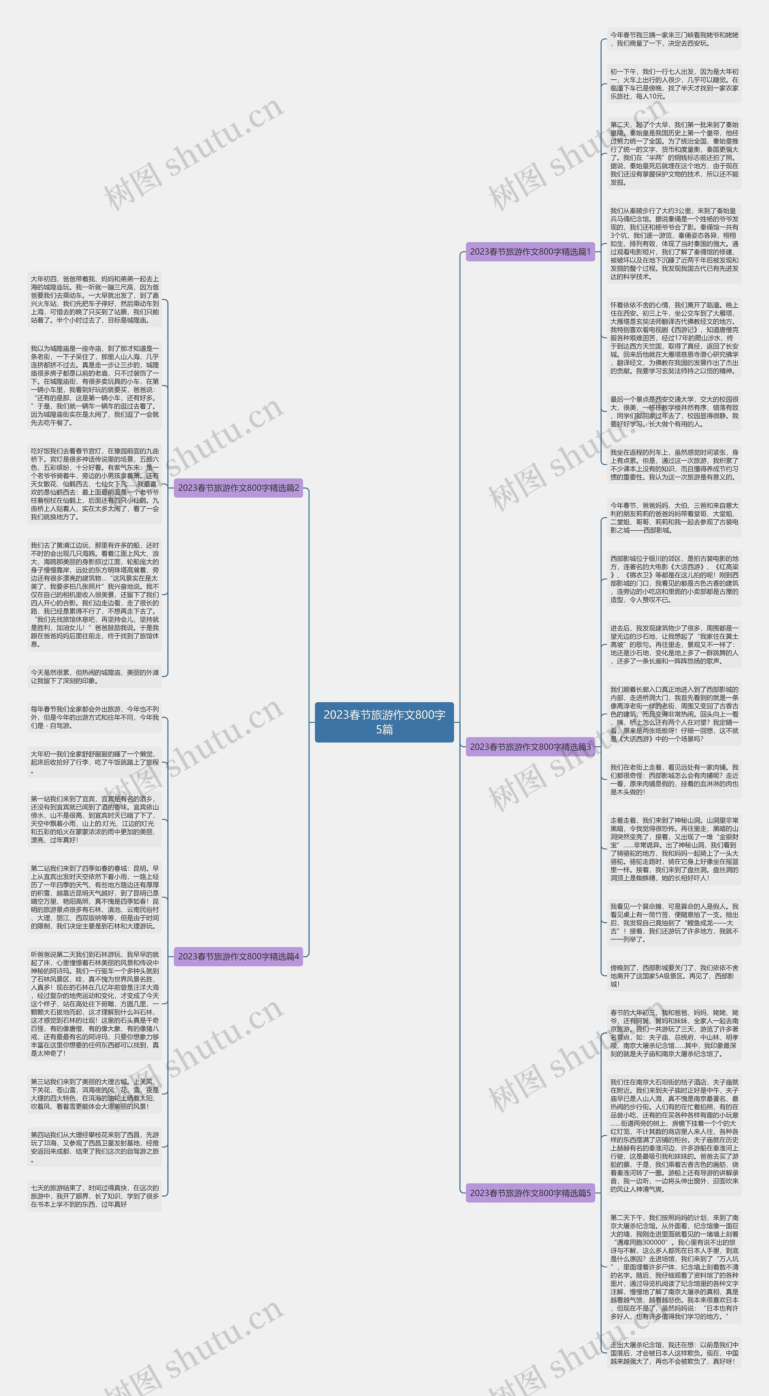 2023春节旅游作文800字5篇思维导图