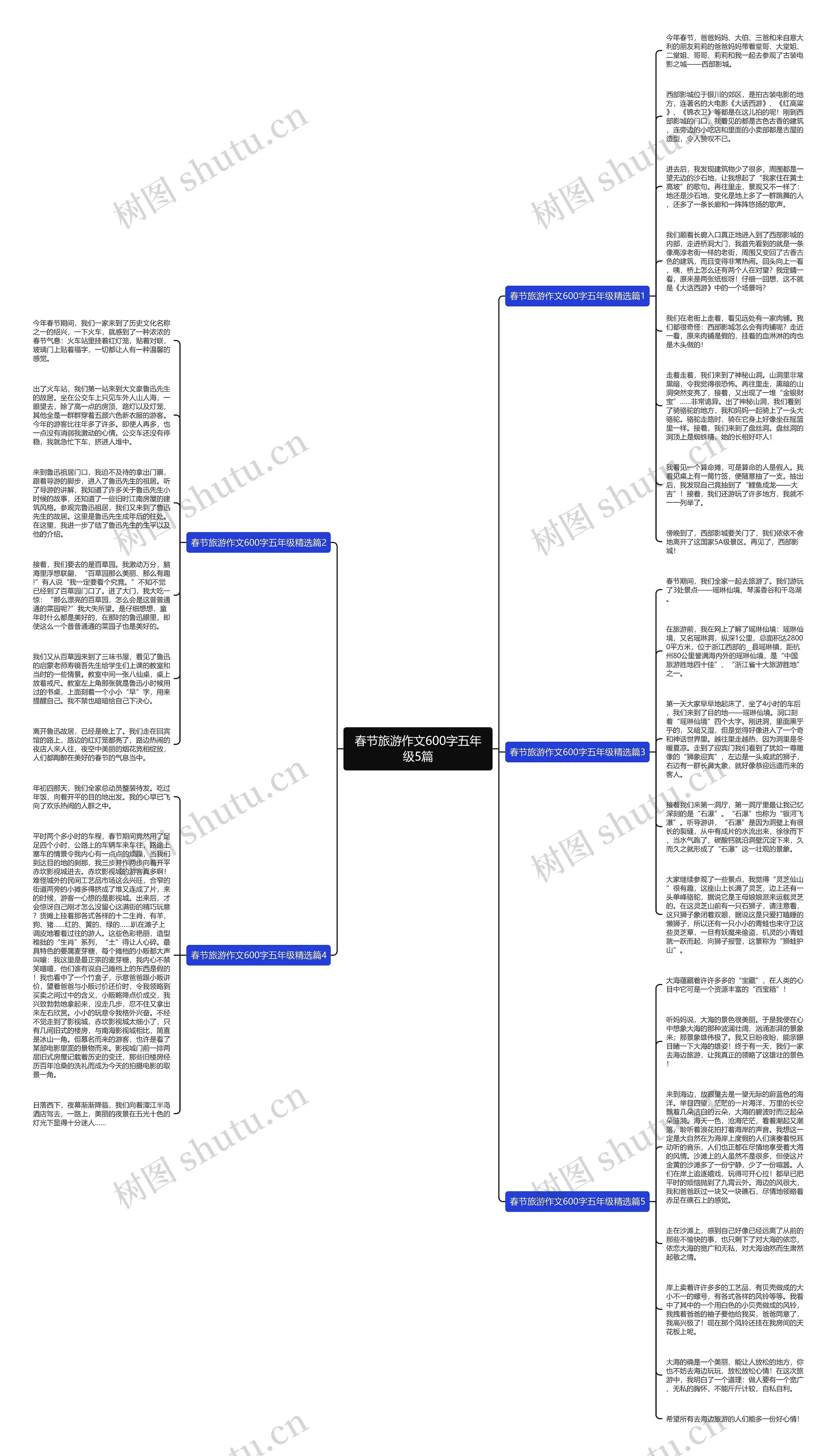 春节旅游作文600字五年级5篇思维导图