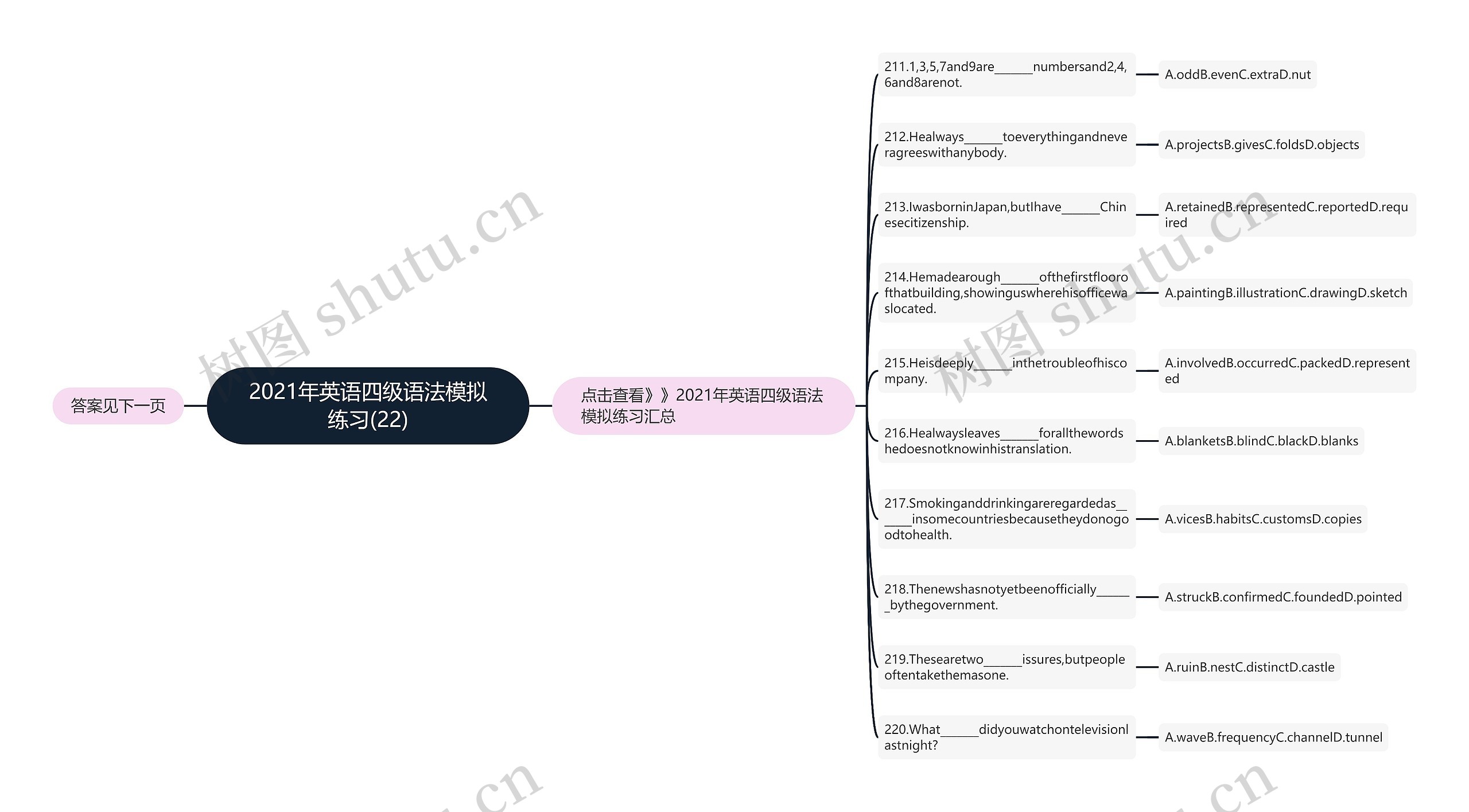 2021年英语四级语法模拟练习(22)