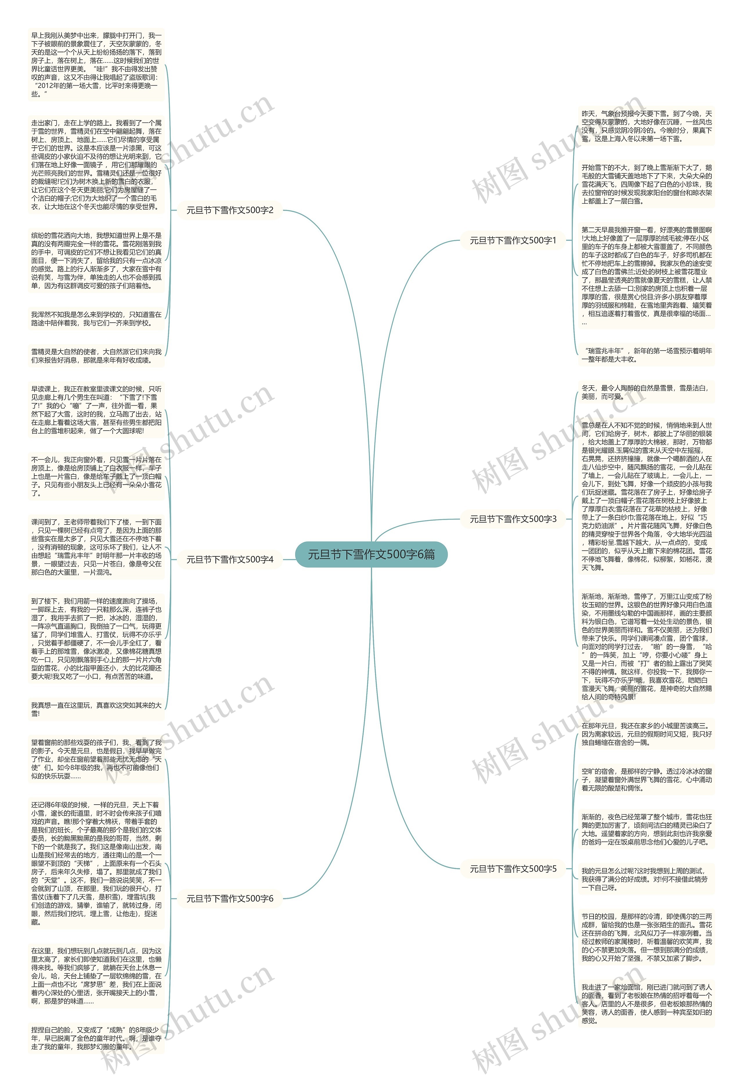 元旦节下雪作文500字6篇思维导图