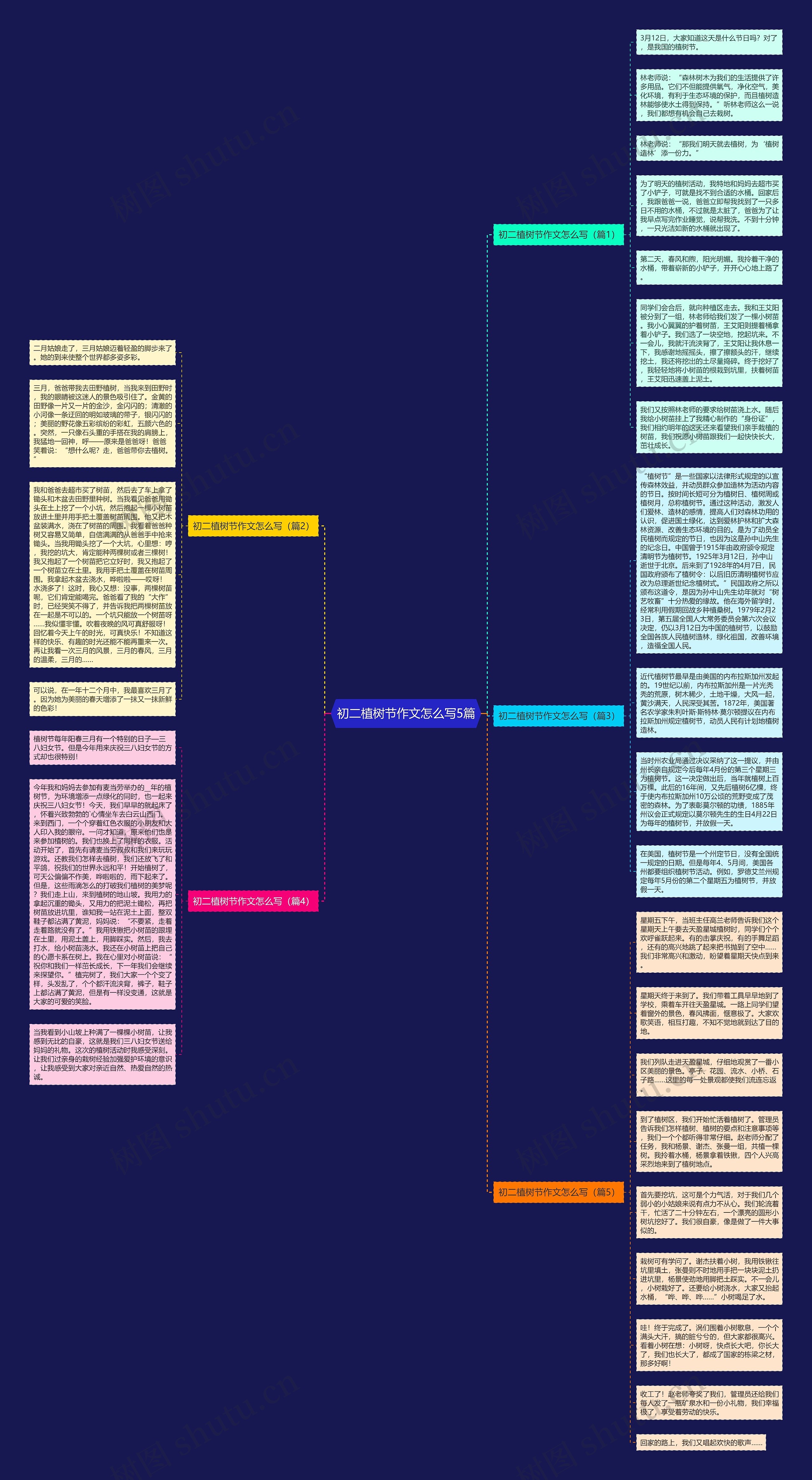 初二植树节作文怎么写5篇思维导图