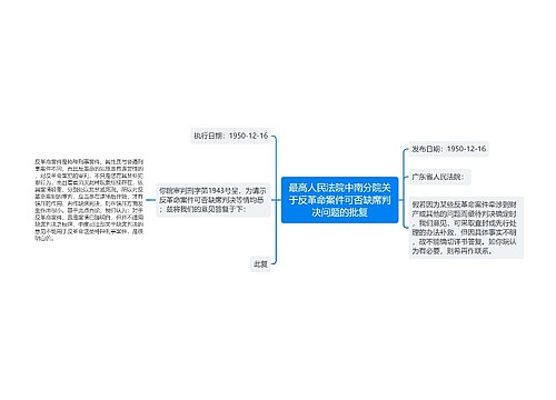 最高人民法院中南分院关于反革命案件可否缺席判决问题的批复