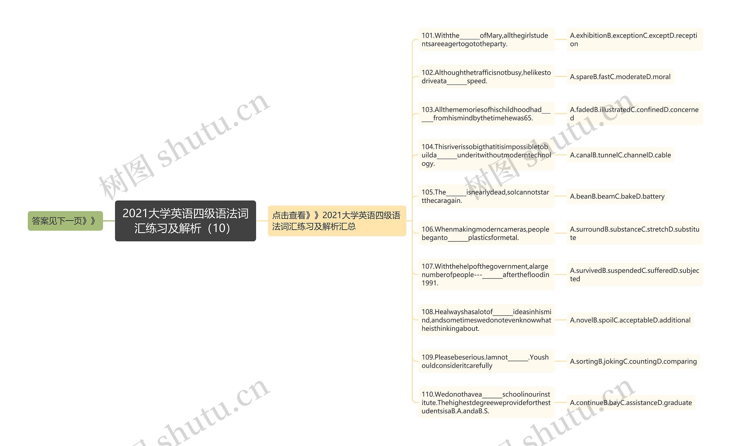 2021大学英语四级语法词汇练习及解析（10）