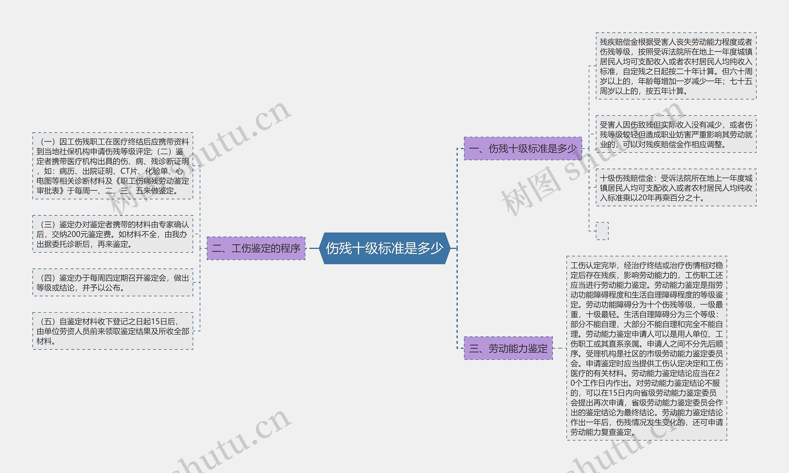 伤残十级标准是多少思维导图