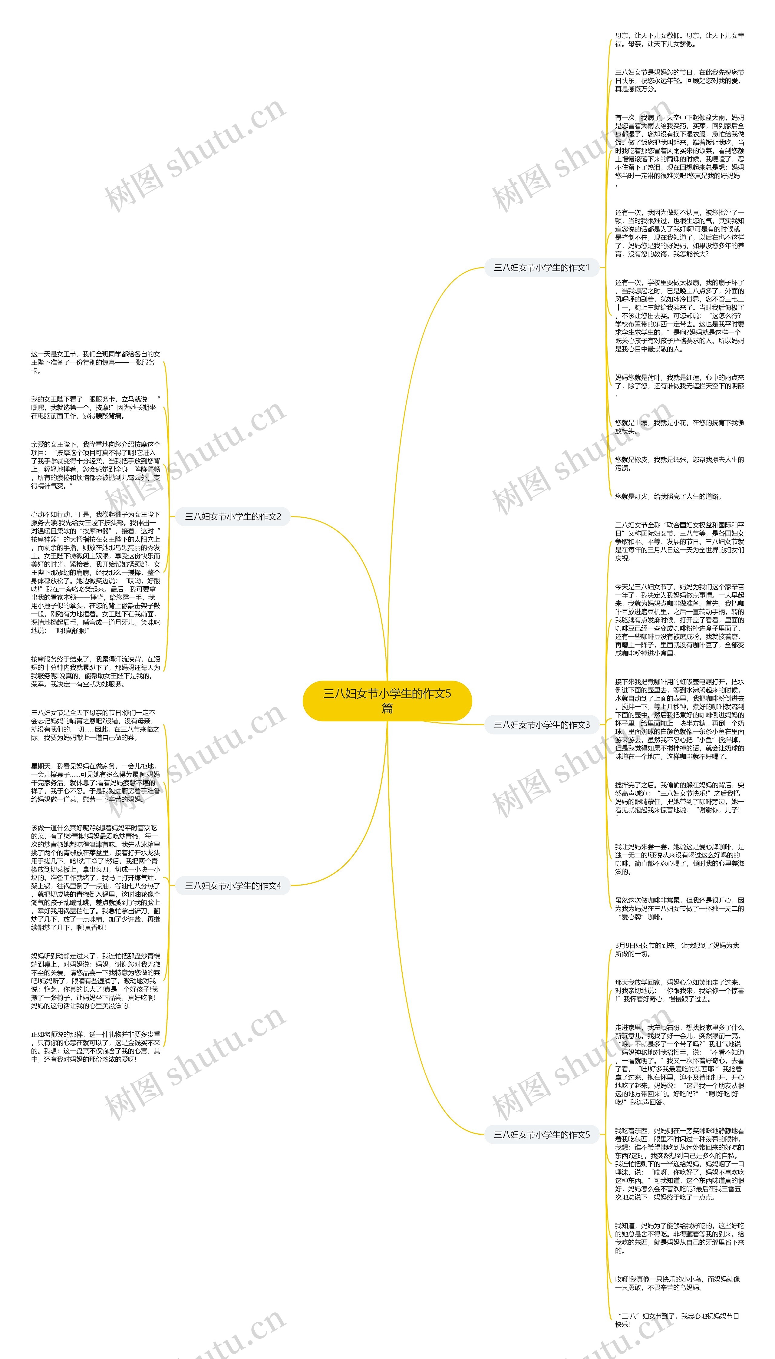 三八妇女节小学生的作文5篇思维导图
