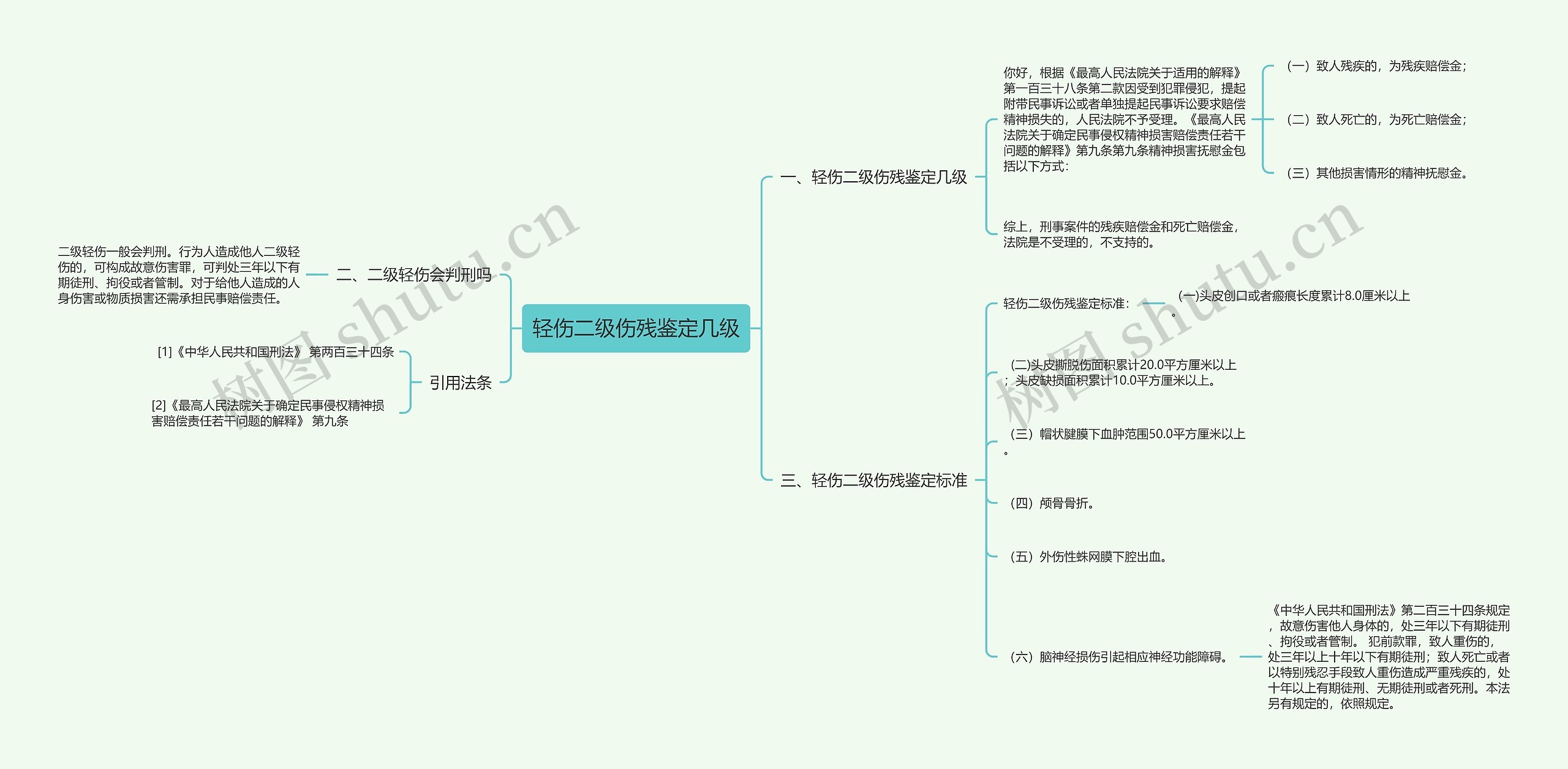 轻伤二级伤残鉴定几级思维导图