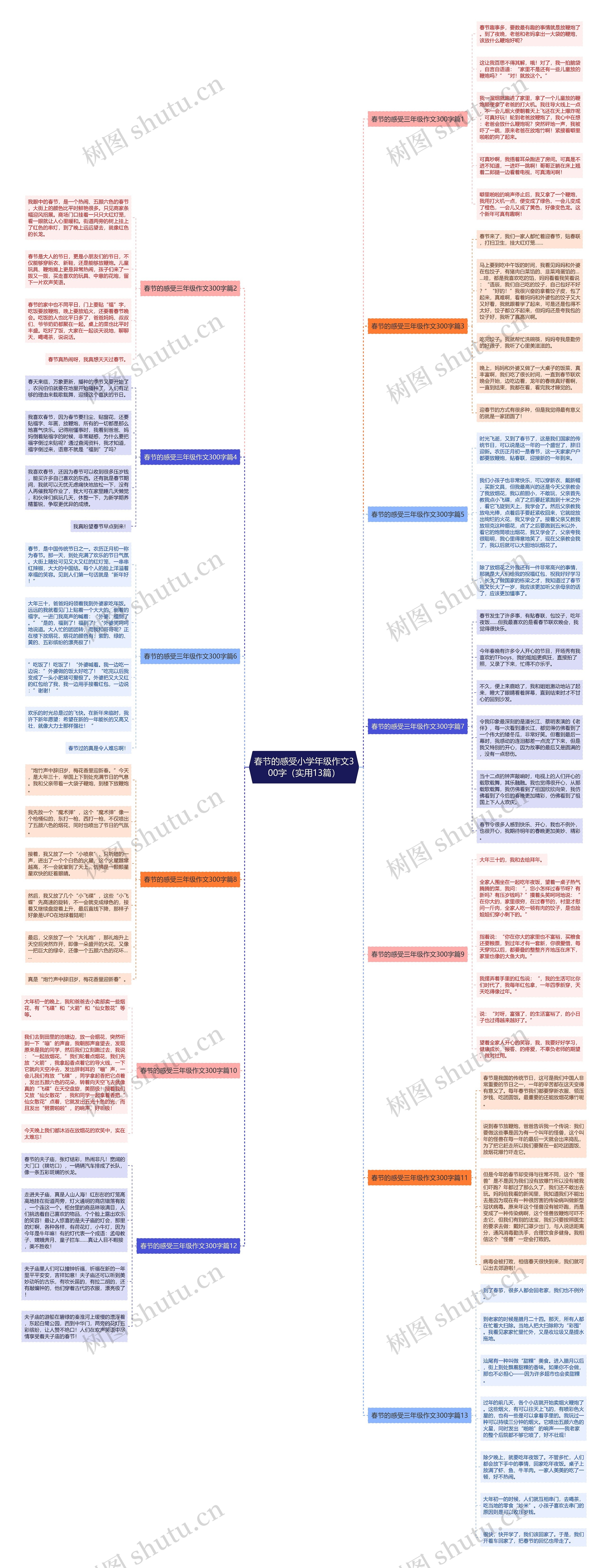 春节的感受小学年级作文300字（实用13篇）思维导图