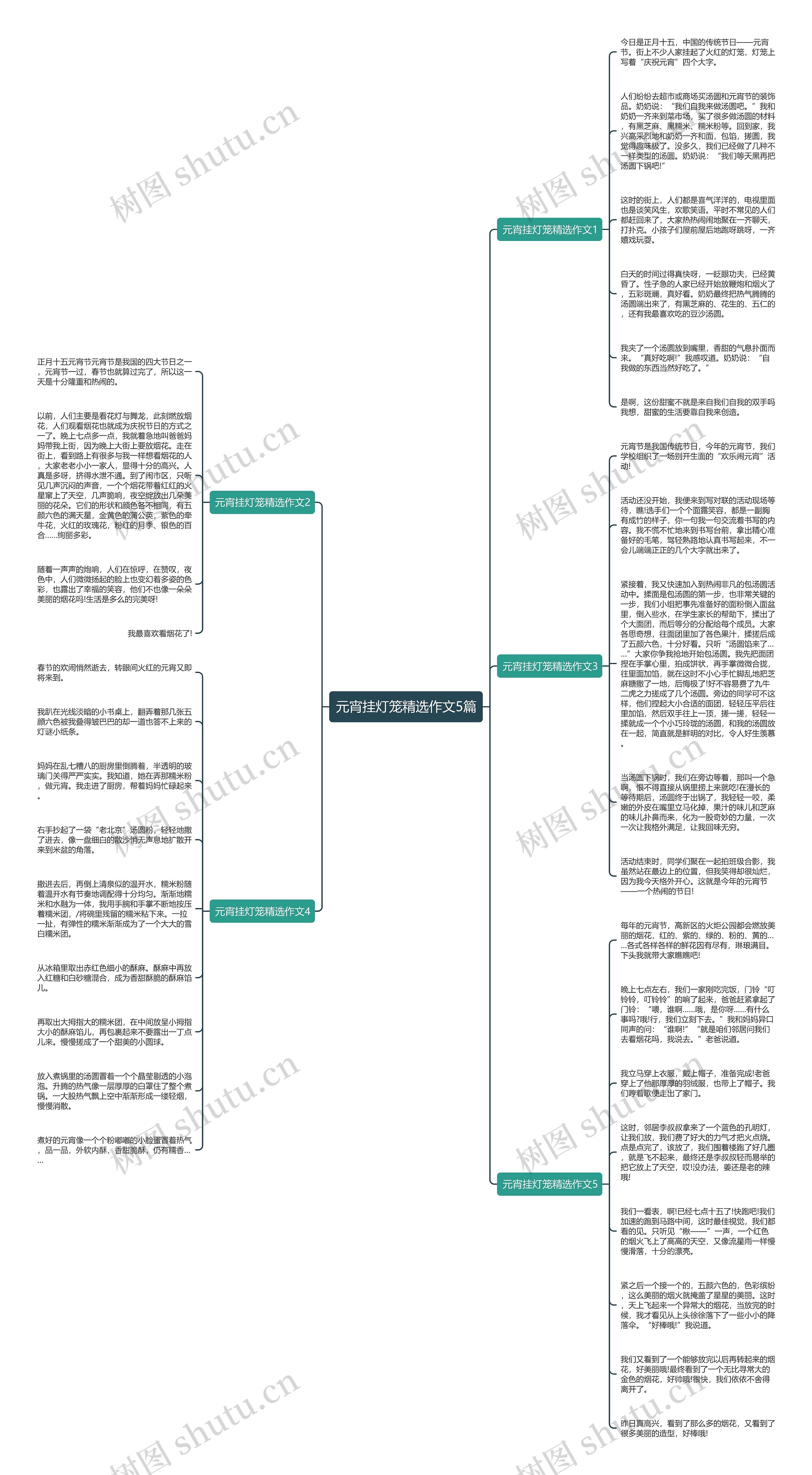 元宵挂灯笼精选作文5篇思维导图