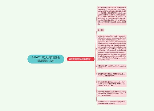 2016年12月大学英语四级翻译预测：北京