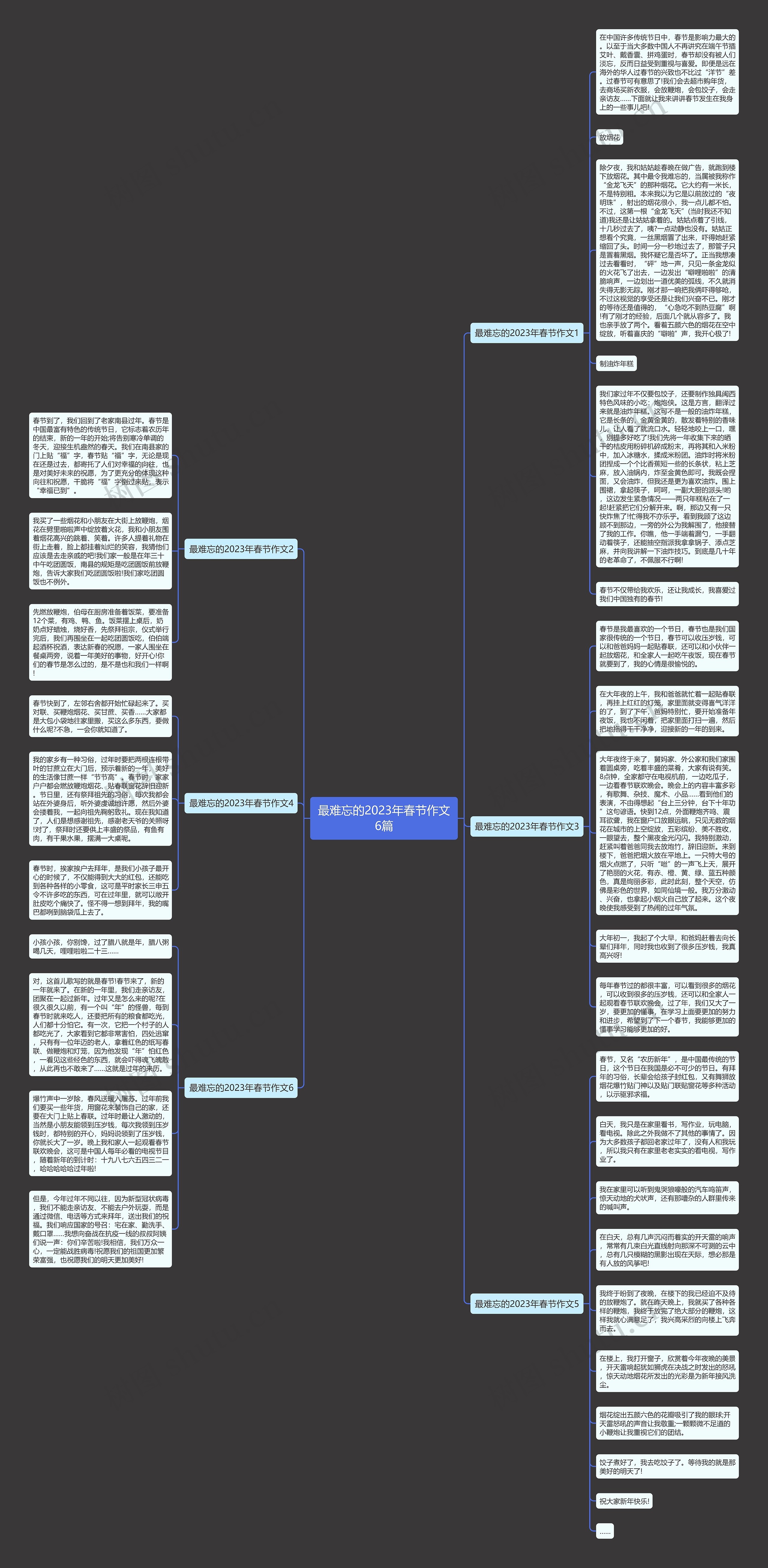 最难忘的2023年春节作文6篇思维导图