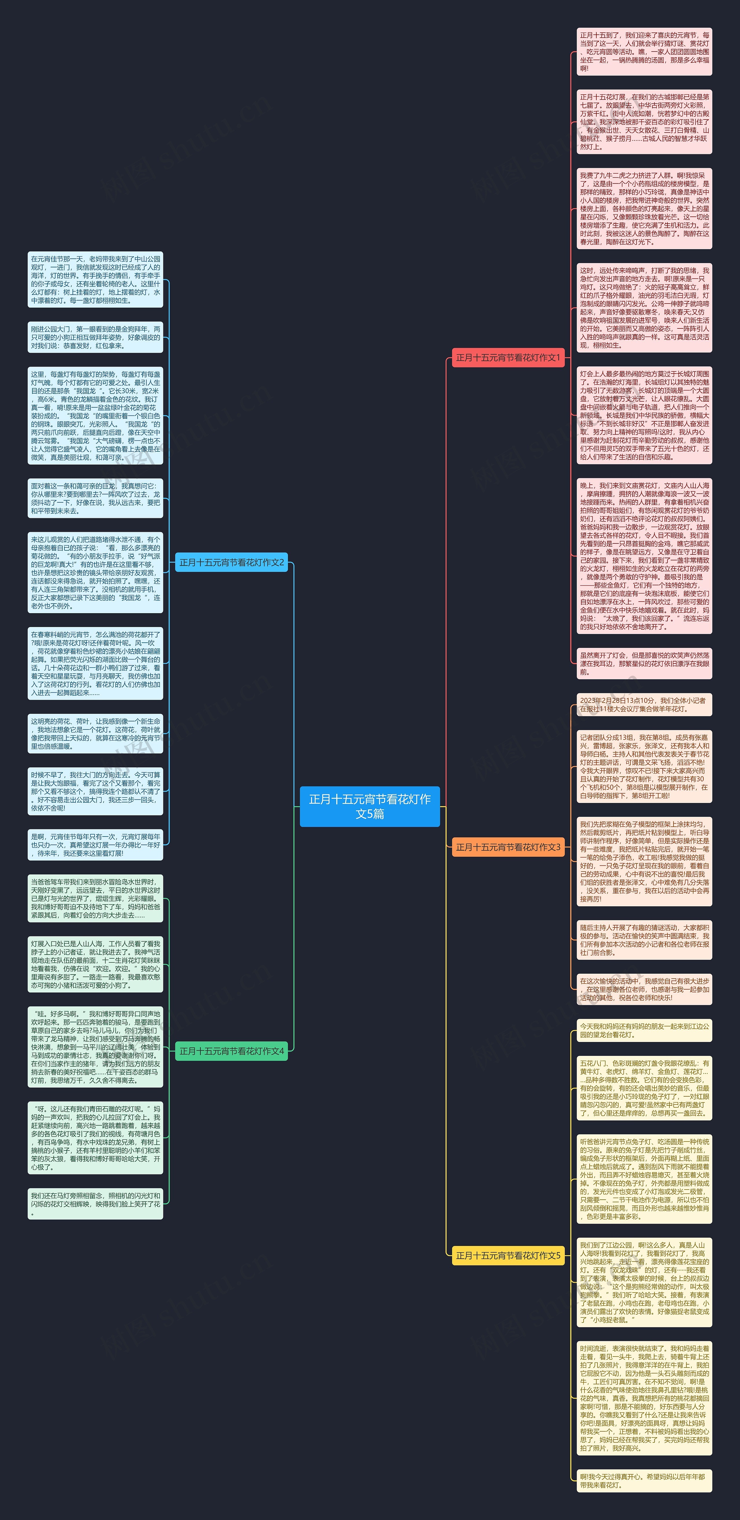 正月十五元宵节看花灯作文5篇思维导图