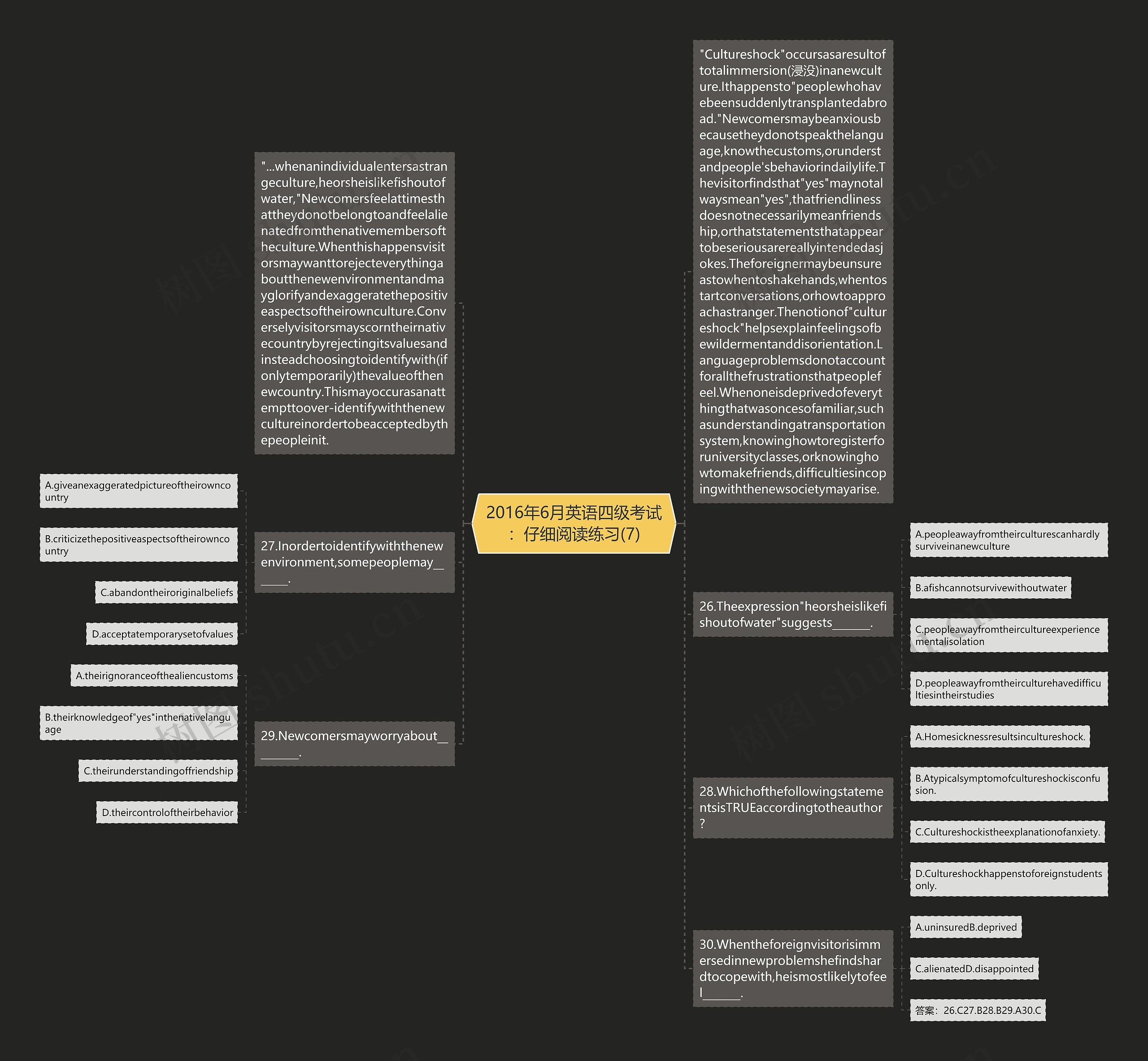 2016年6月英语四级考试：仔细阅读练习(7)思维导图