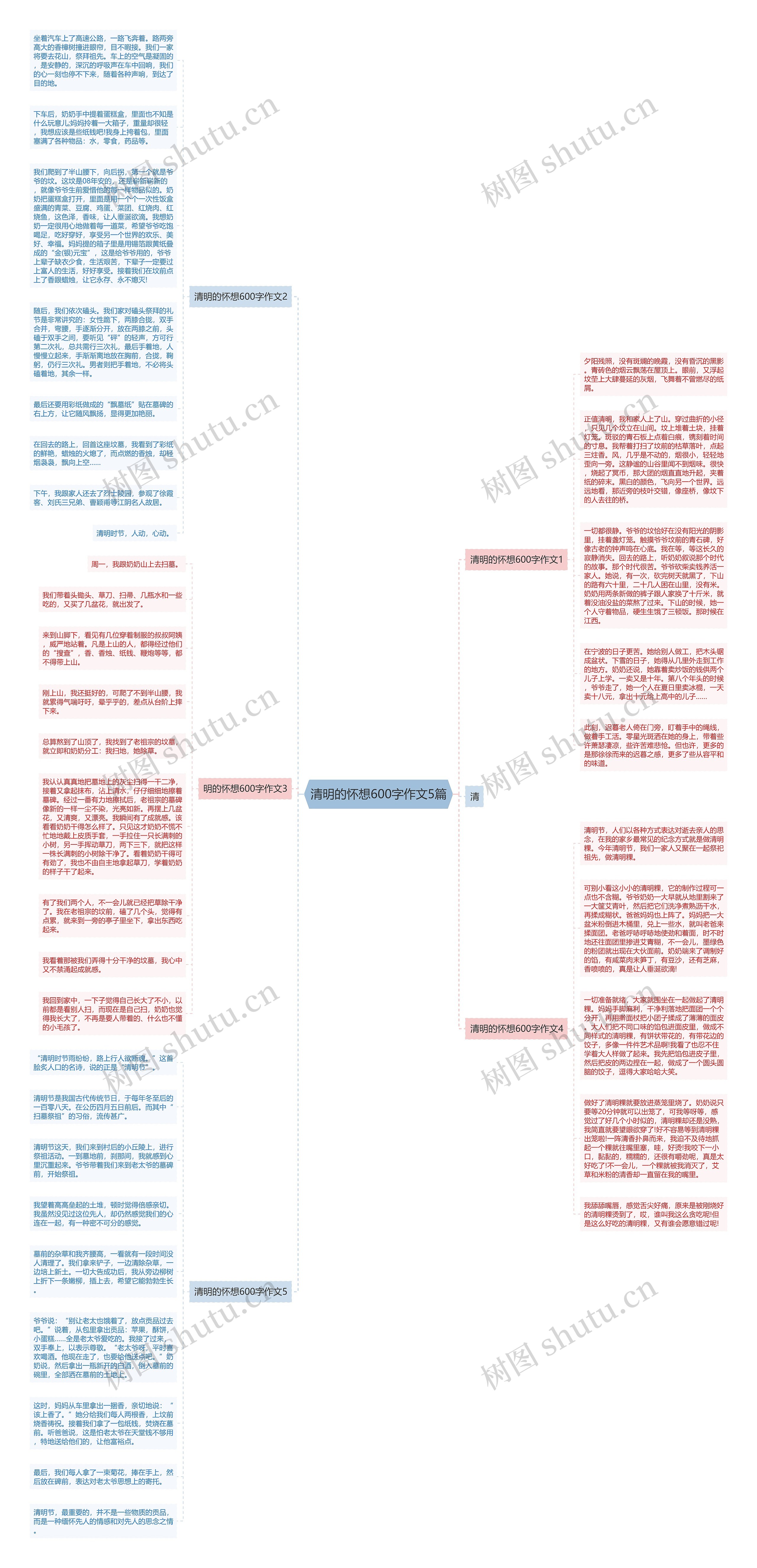 清明的怀想600字作文5篇思维导图