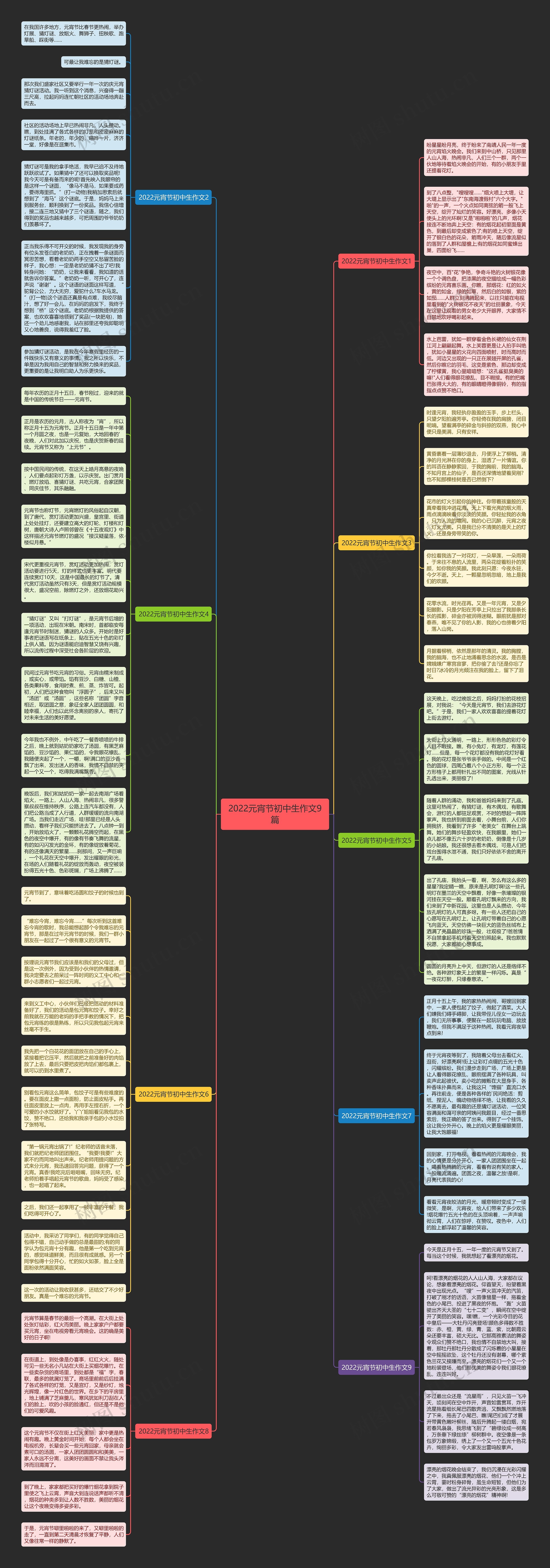 2022元宵节初中生作文9篇思维导图