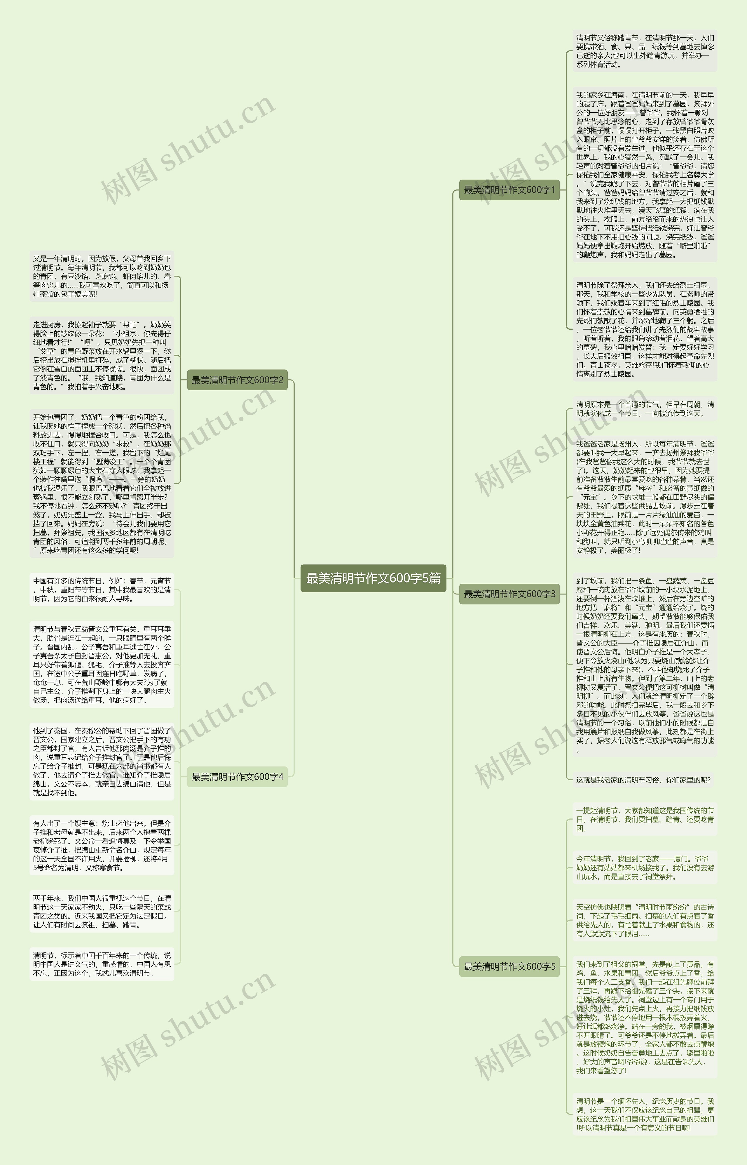 最美清明节作文600字5篇思维导图