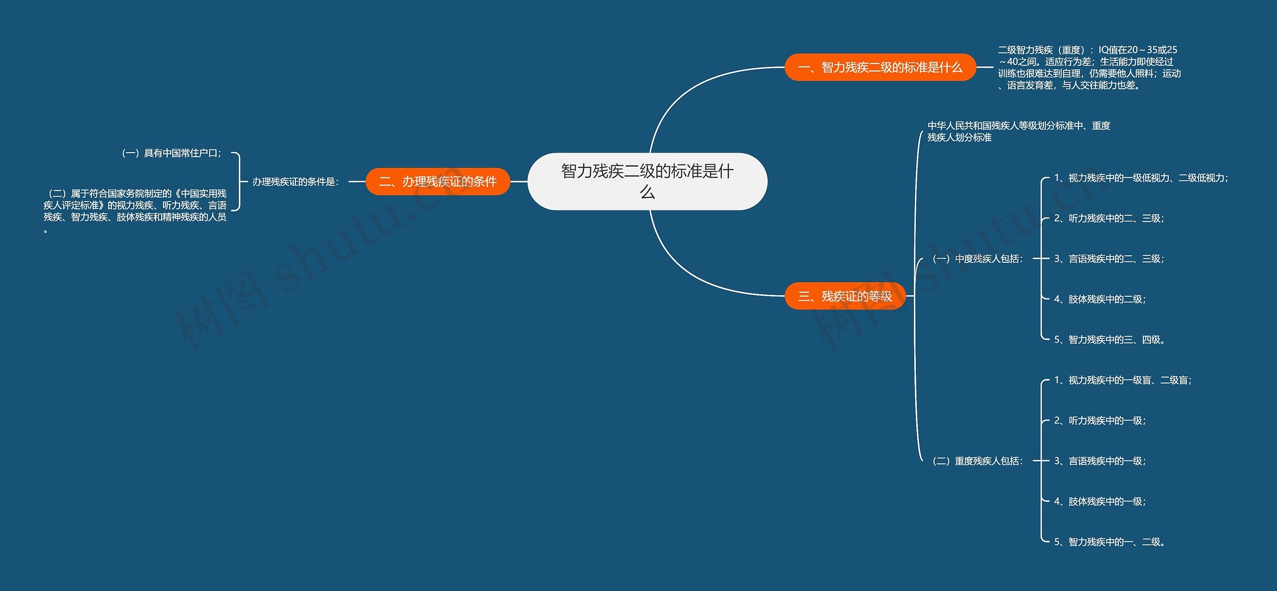智力残疾二级的标准是什么思维导图