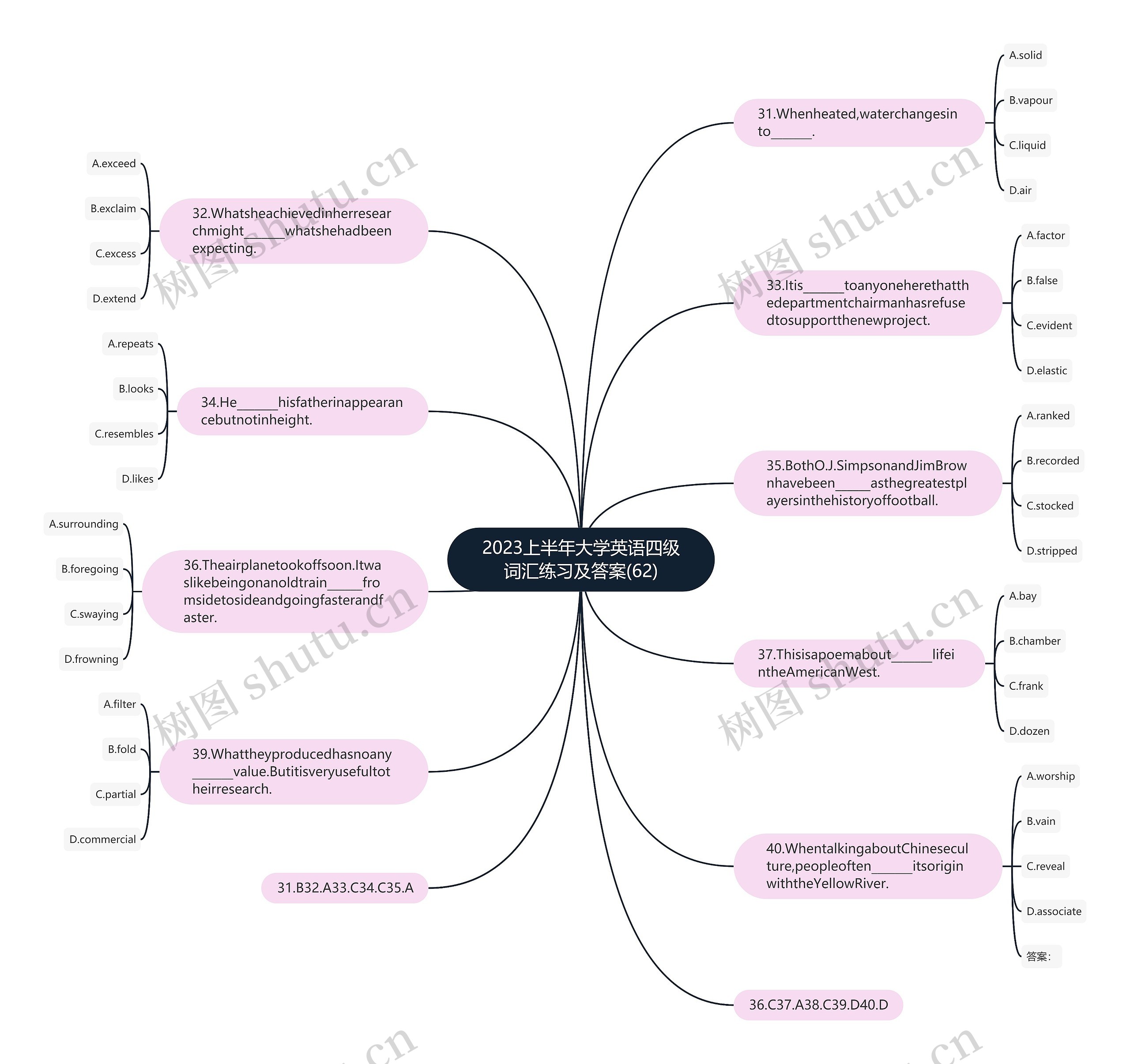 2023上半年大学英语四级词汇练习及答案(62)思维导图