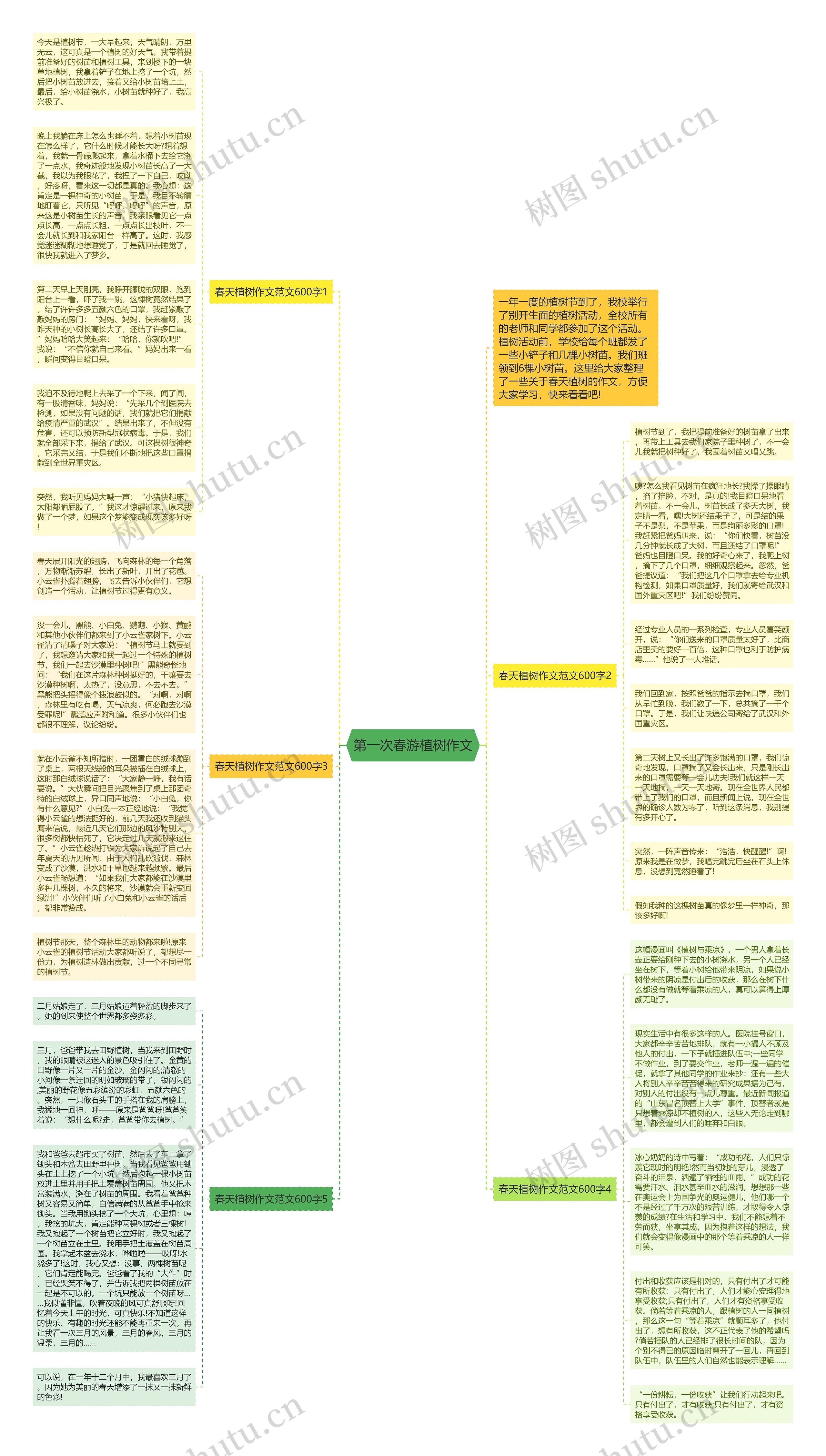 第一次春游植树作文思维导图