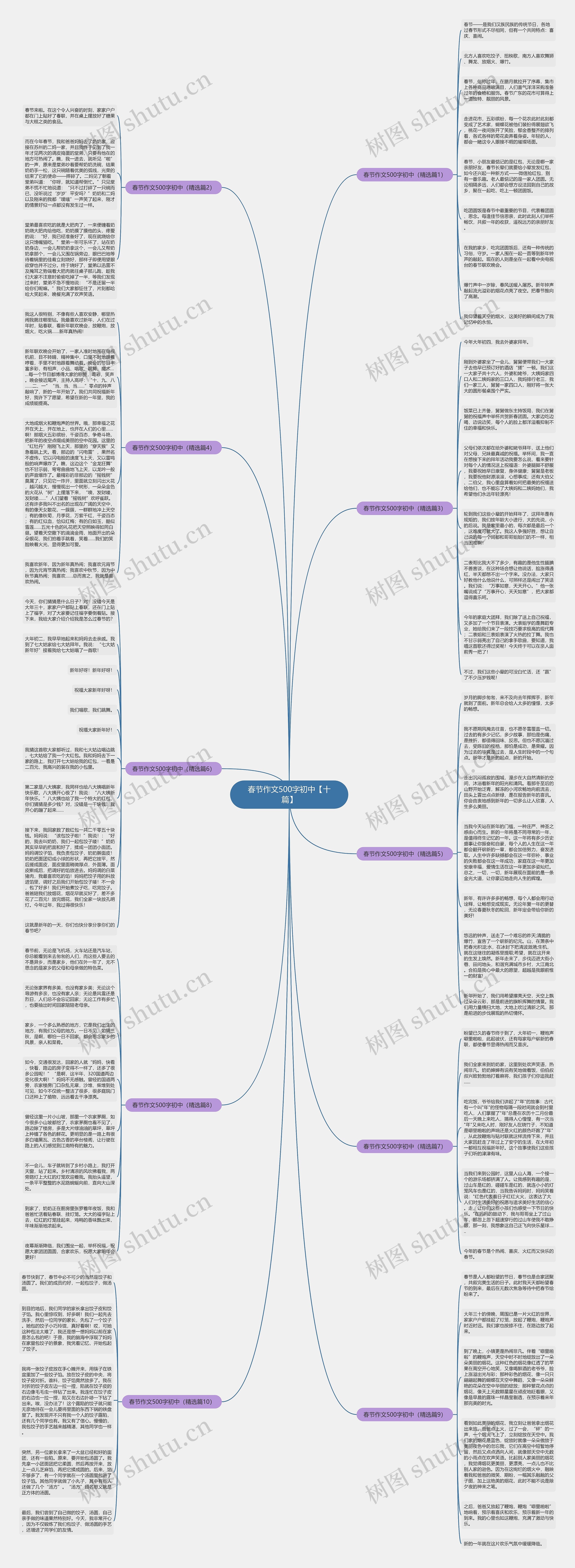 春节作文500字初中【十篇】思维导图