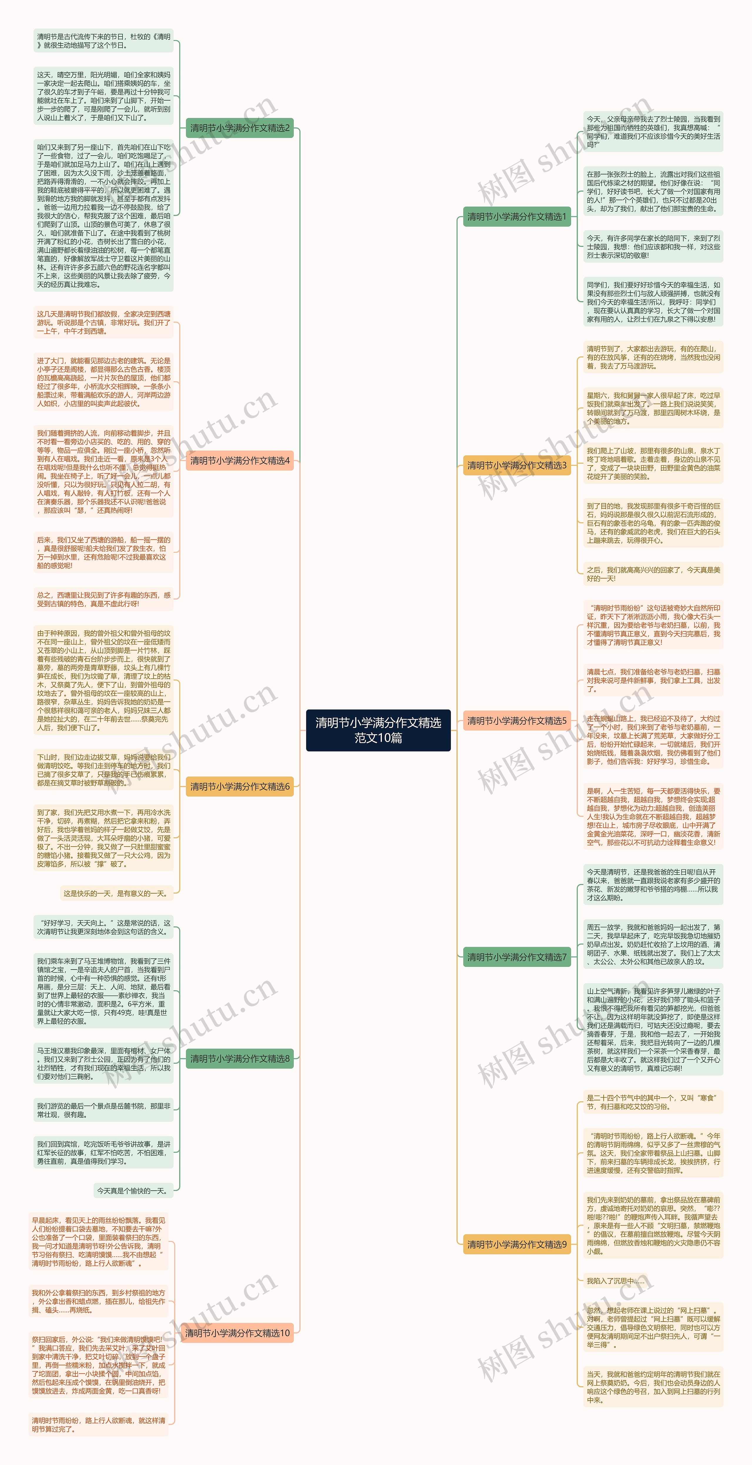 清明节小学满分作文精选范文10篇思维导图