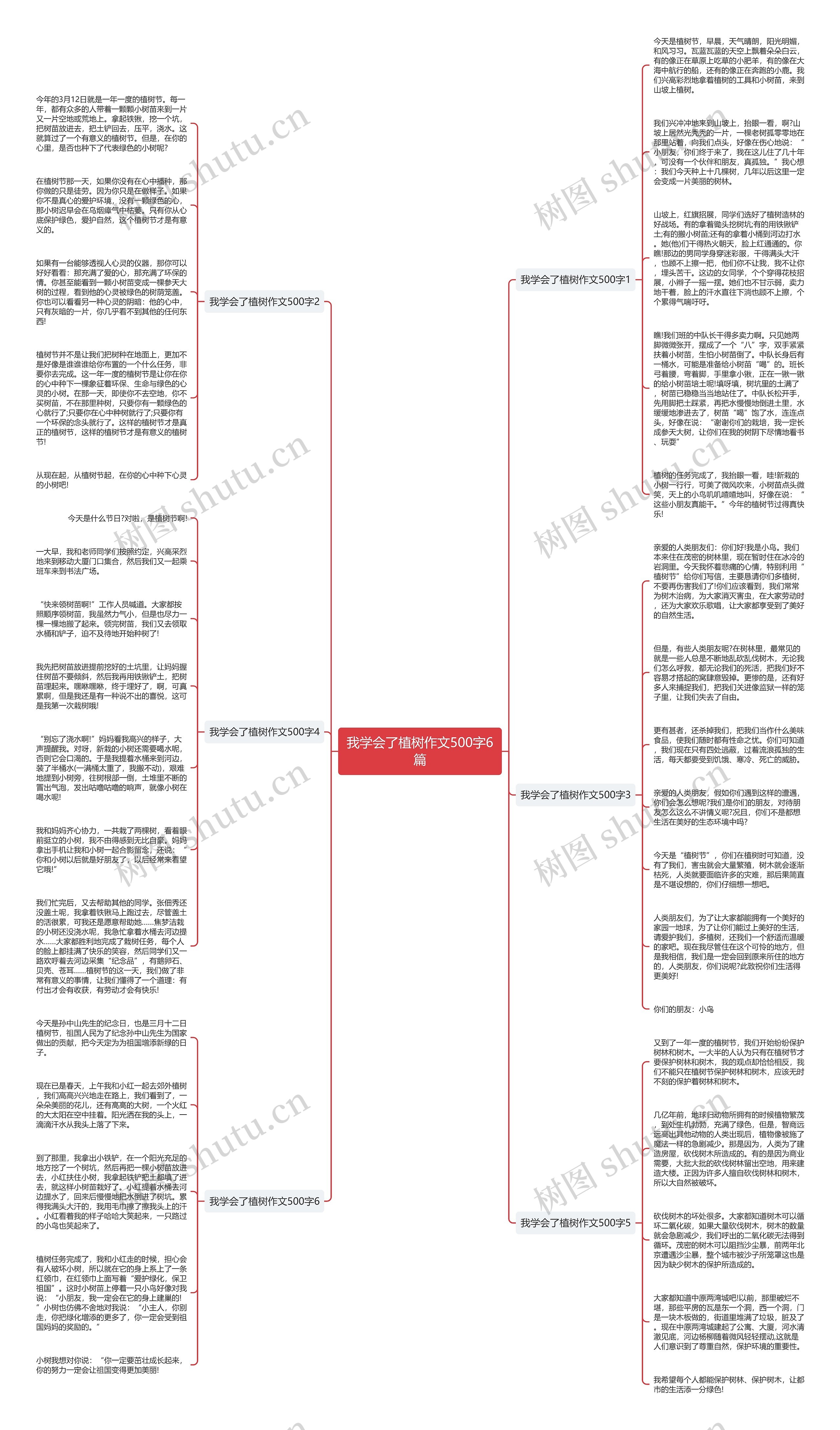我学会了植树作文500字6篇思维导图