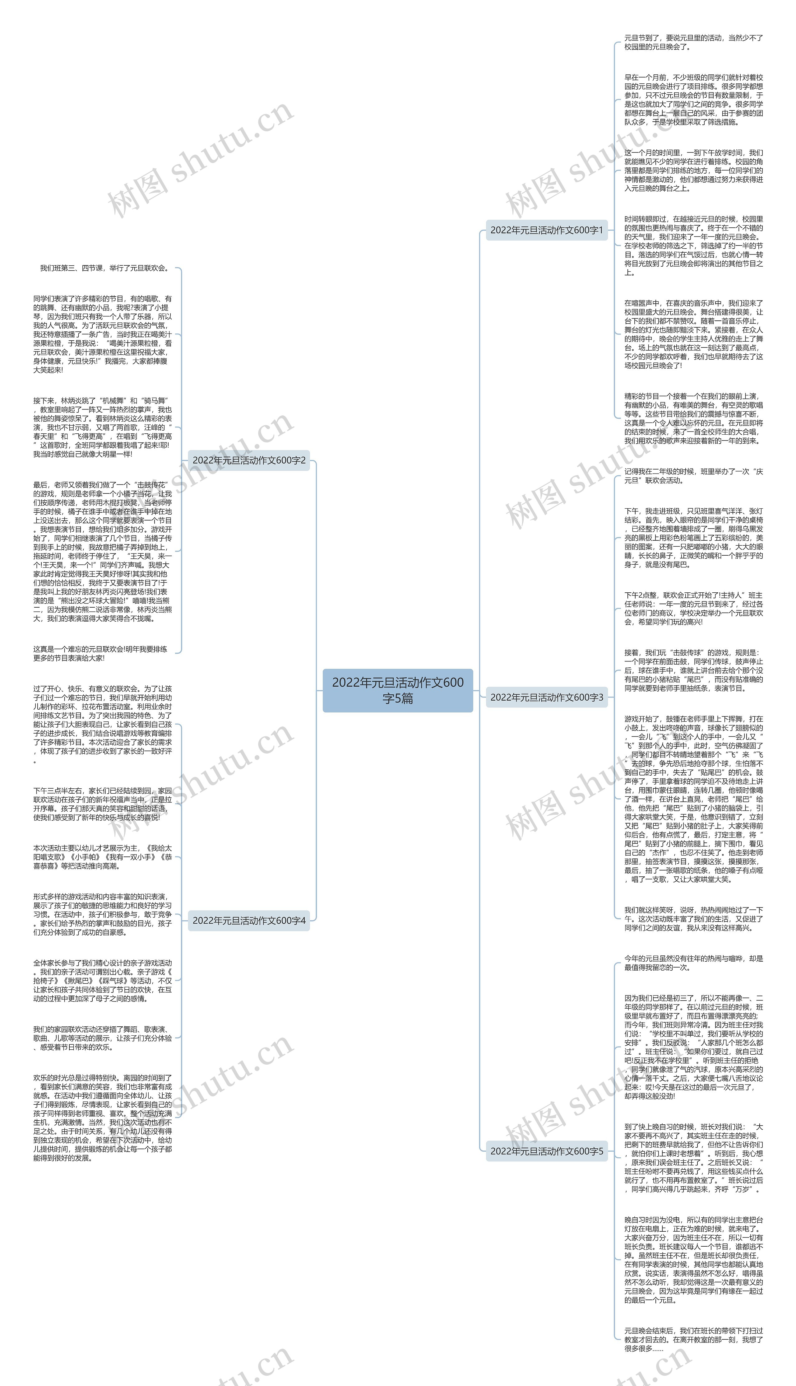 2022年元旦活动作文600字5篇思维导图