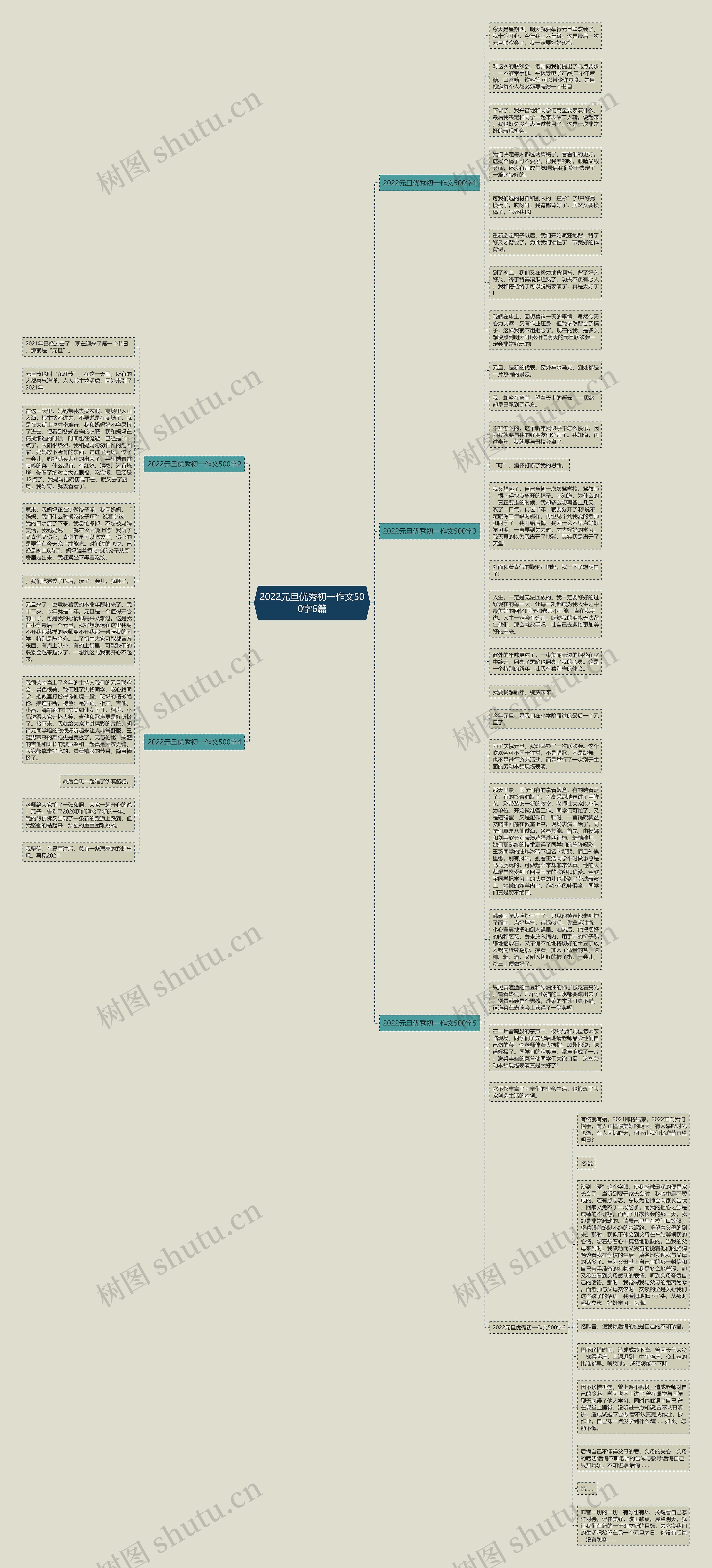 2022元旦优秀初一作文500字6篇思维导图