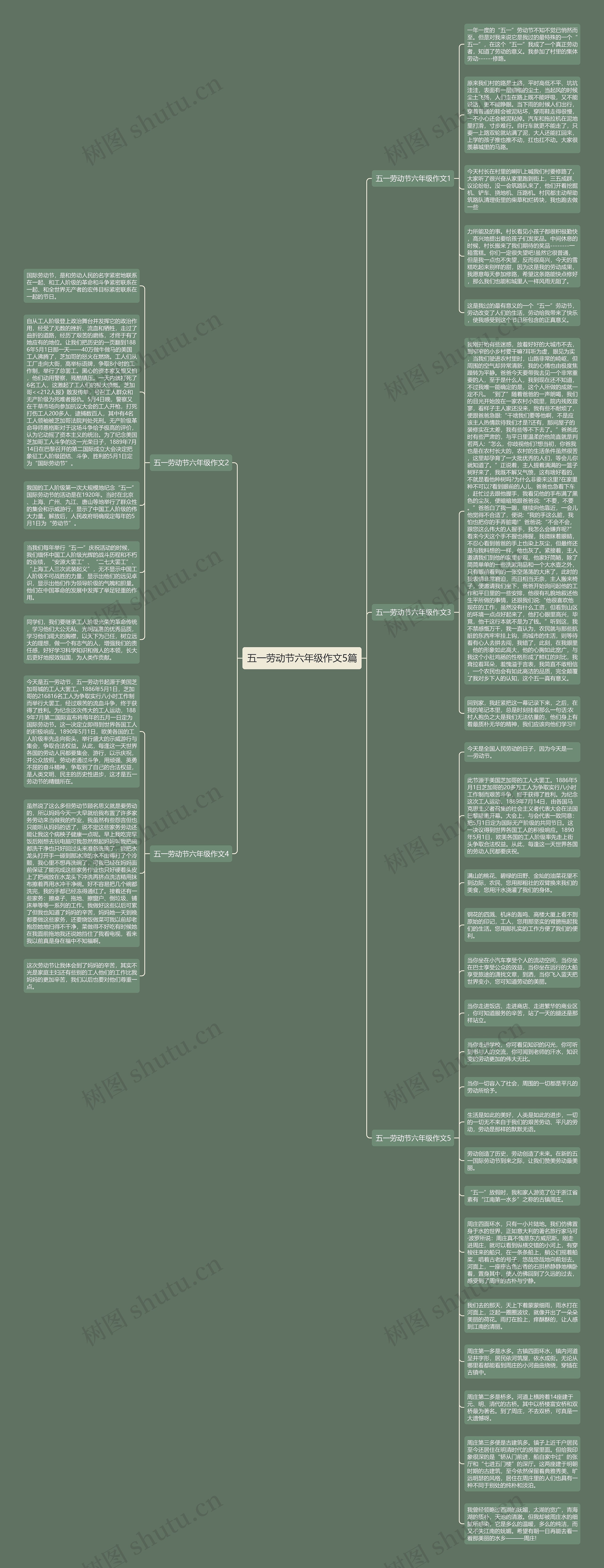 五一劳动节六年级作文5篇思维导图