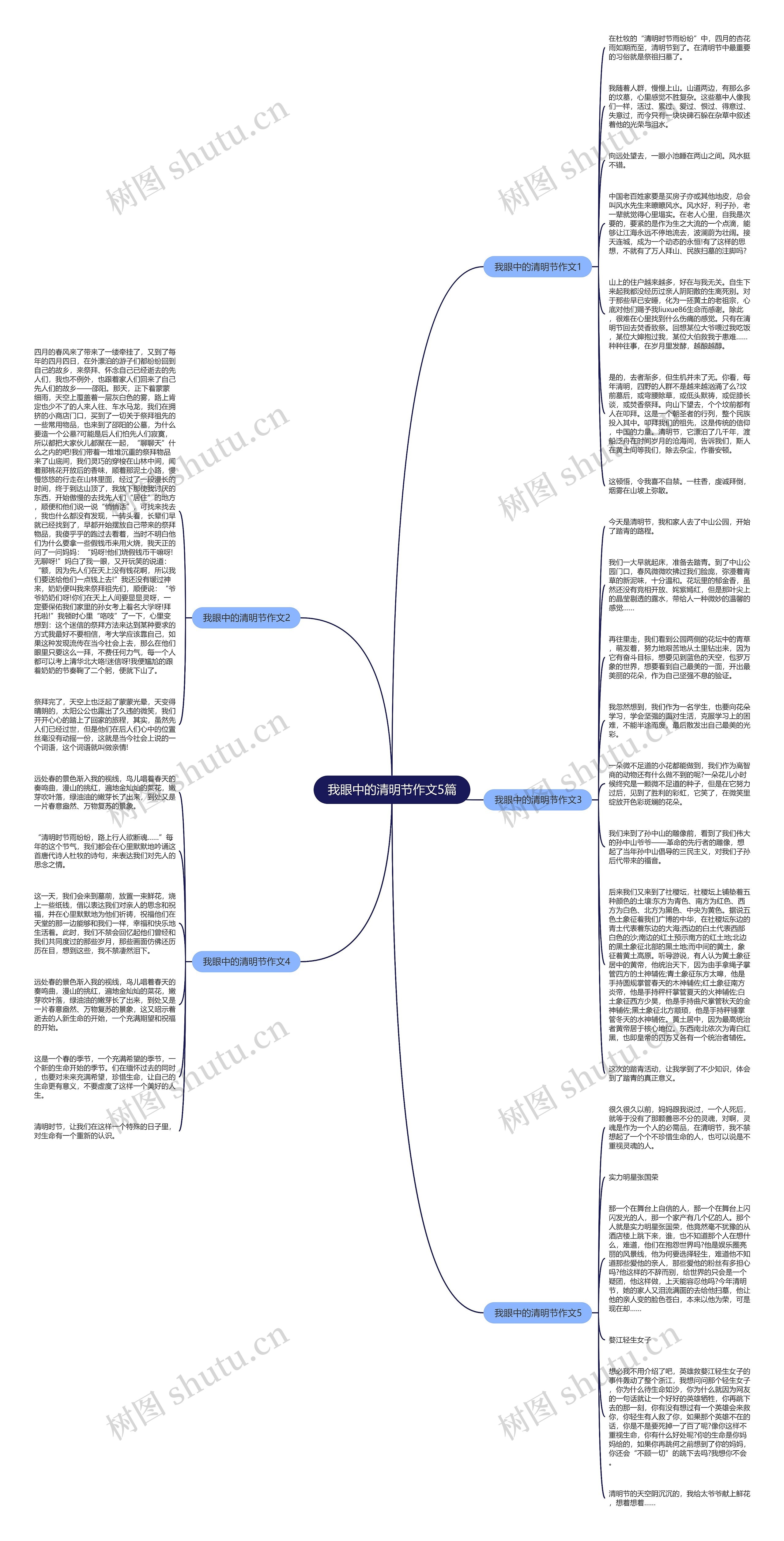 我眼中的清明节作文5篇思维导图