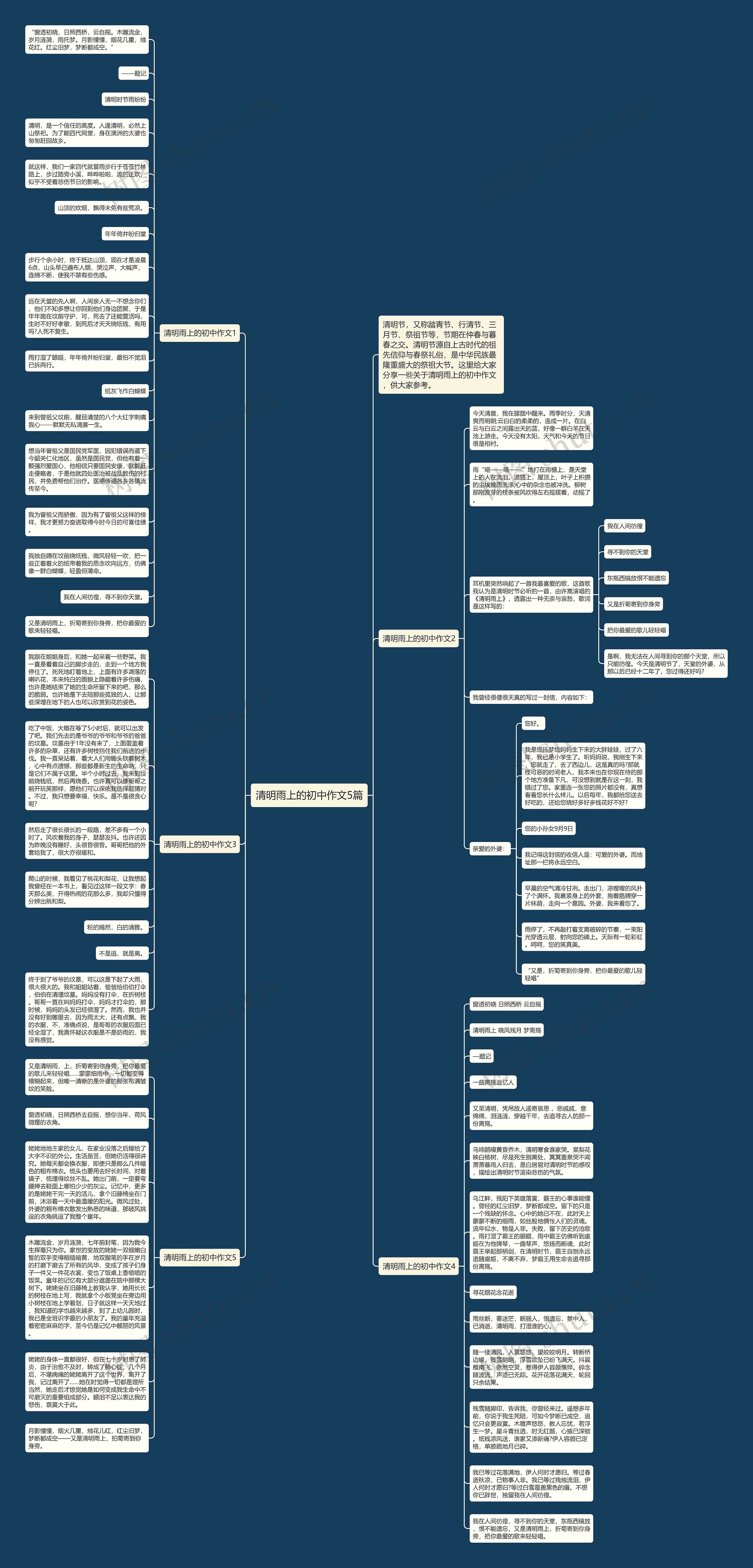 清明雨上的初中作文5篇思维导图