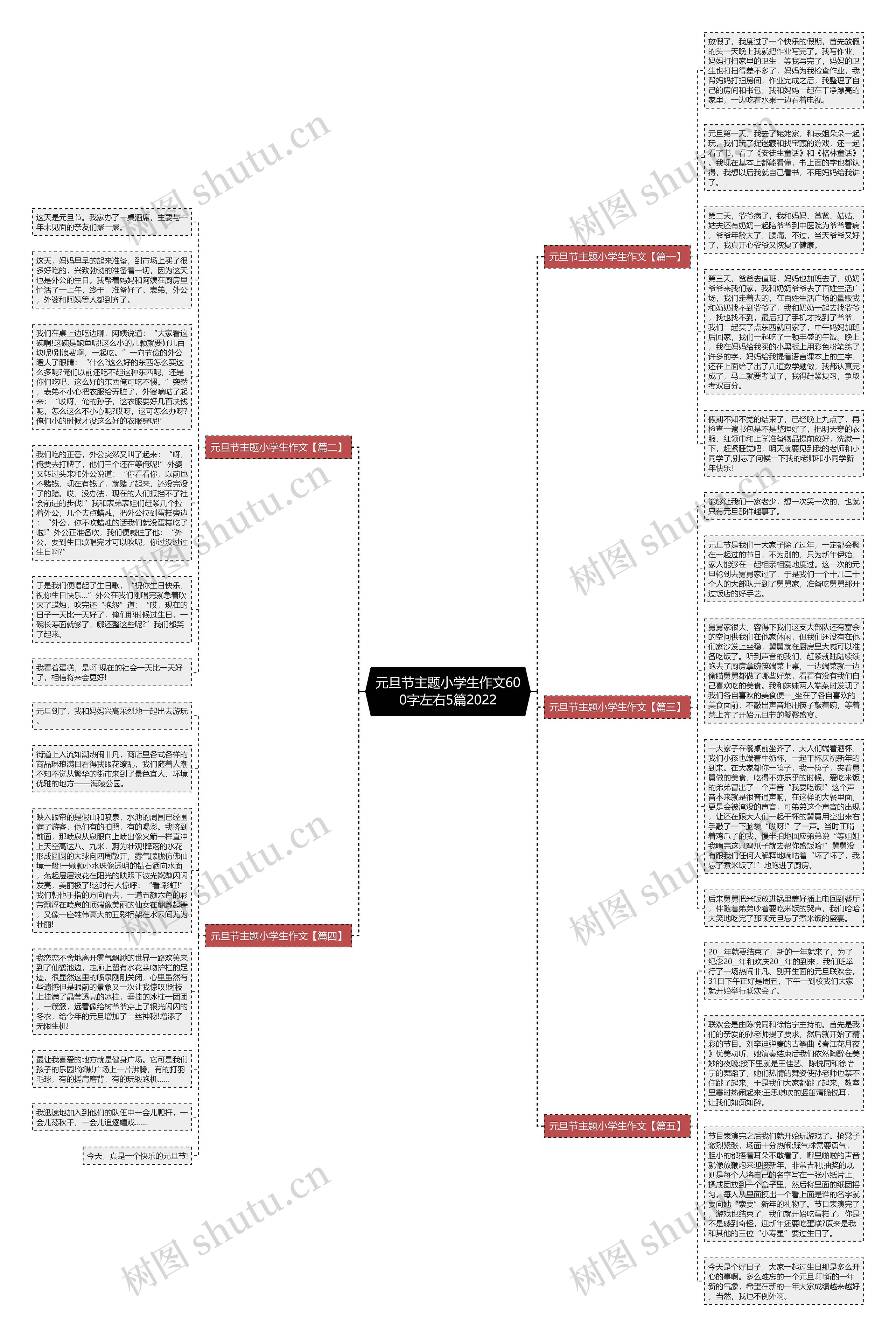 元旦节主题小学生作文600字左右5篇2022思维导图